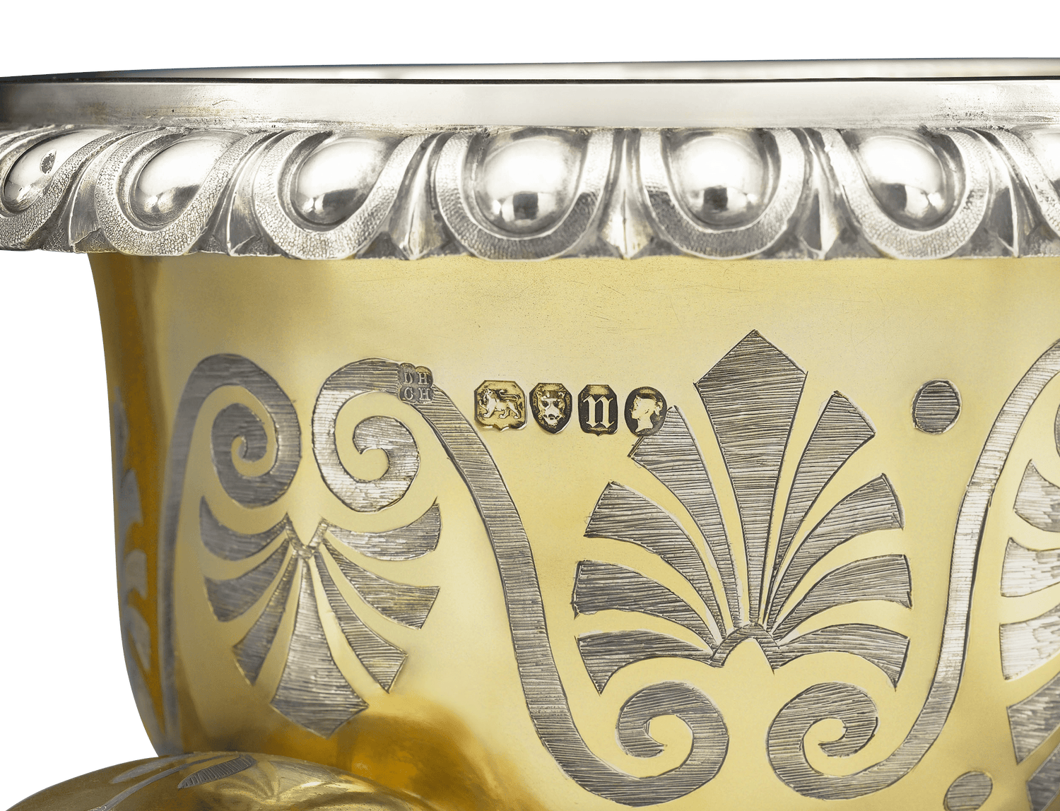 Hallmarks are clearly visible on the amphora-style vase