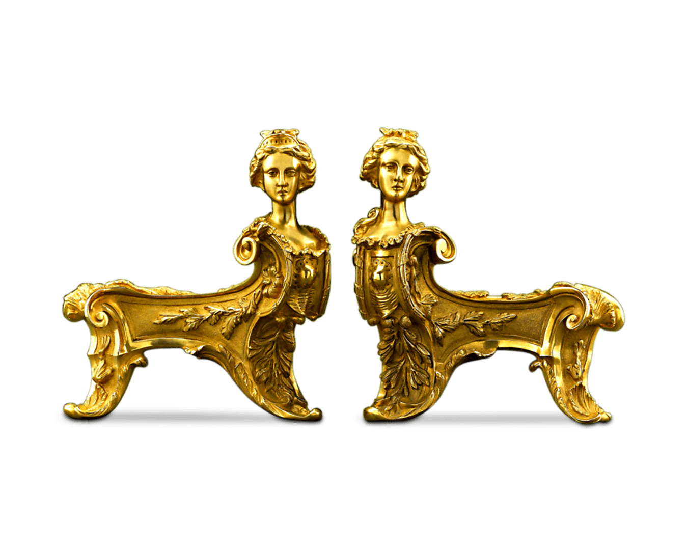 Pair of Bronze Rococo Chenets