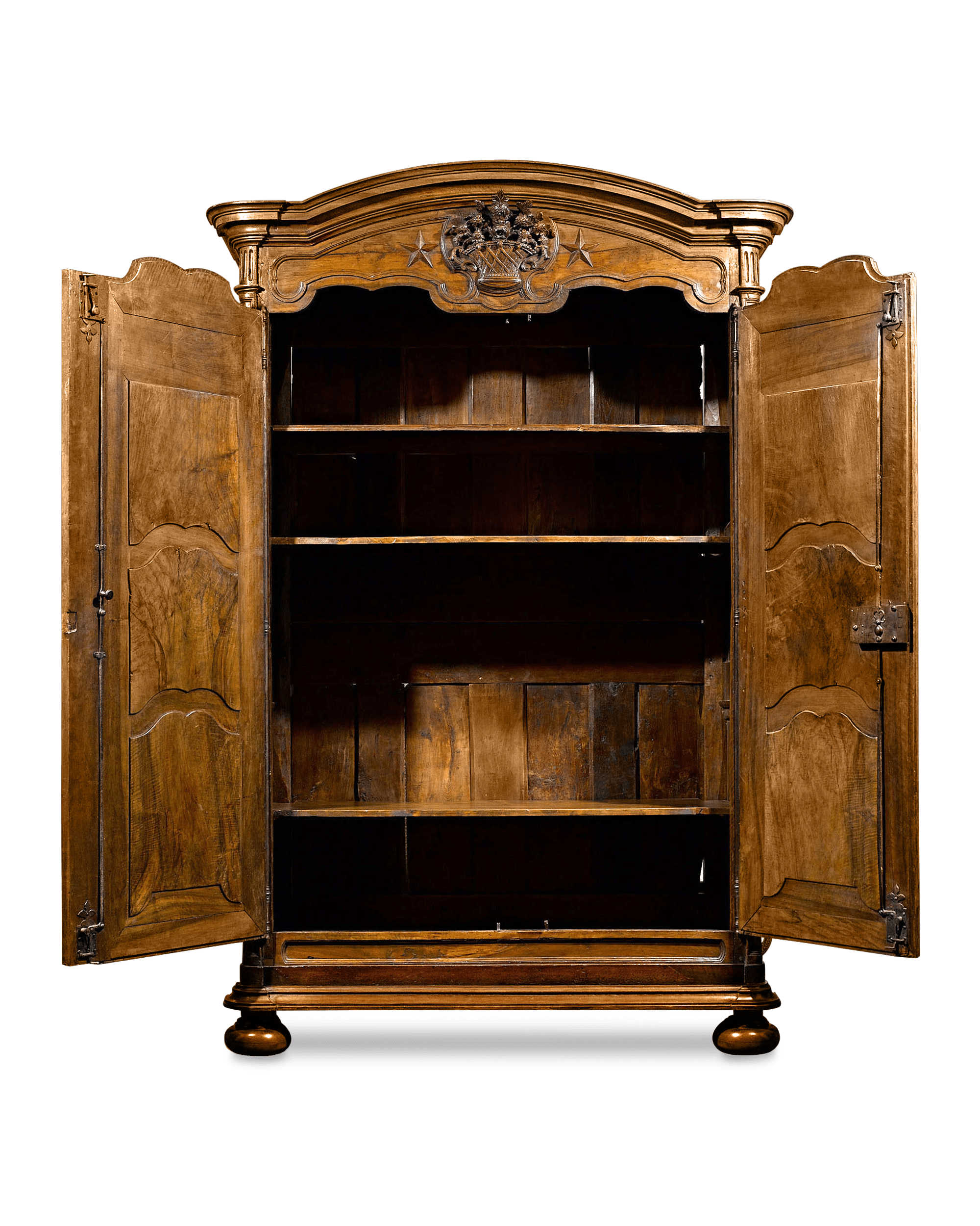 This double door armoire features a large storage space and original interiors
