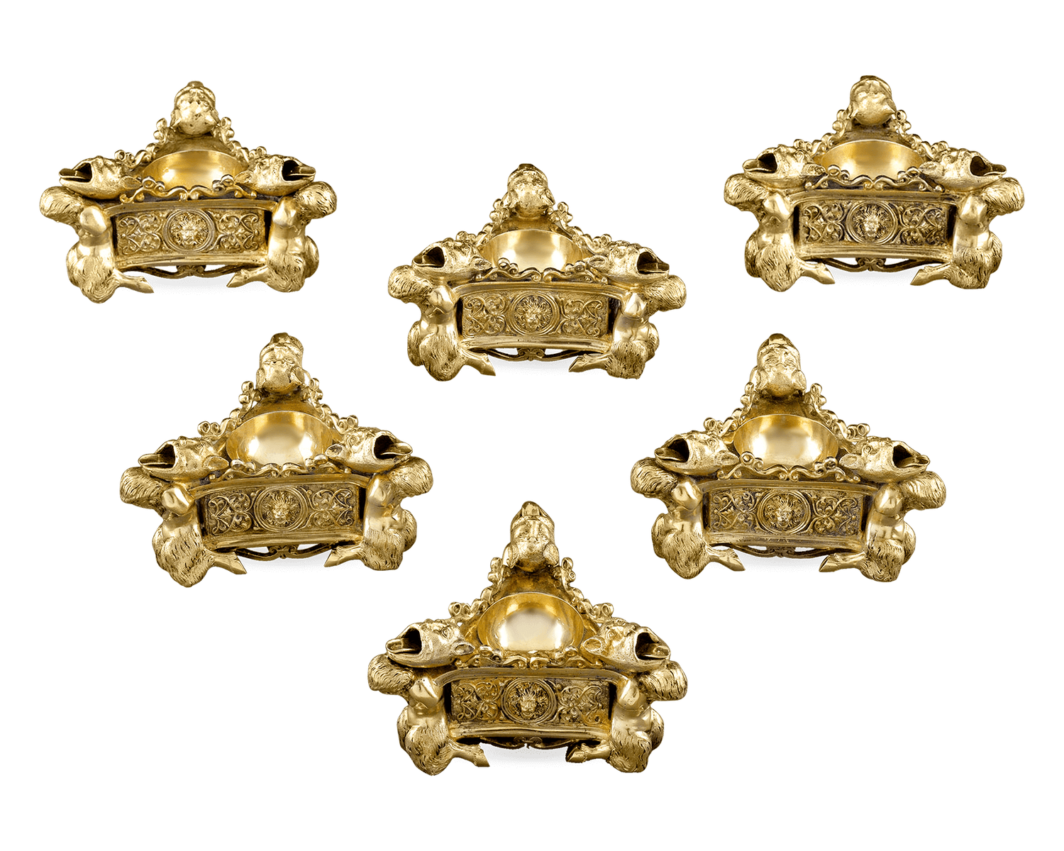 Continental Silver Gilt Salt Cellars