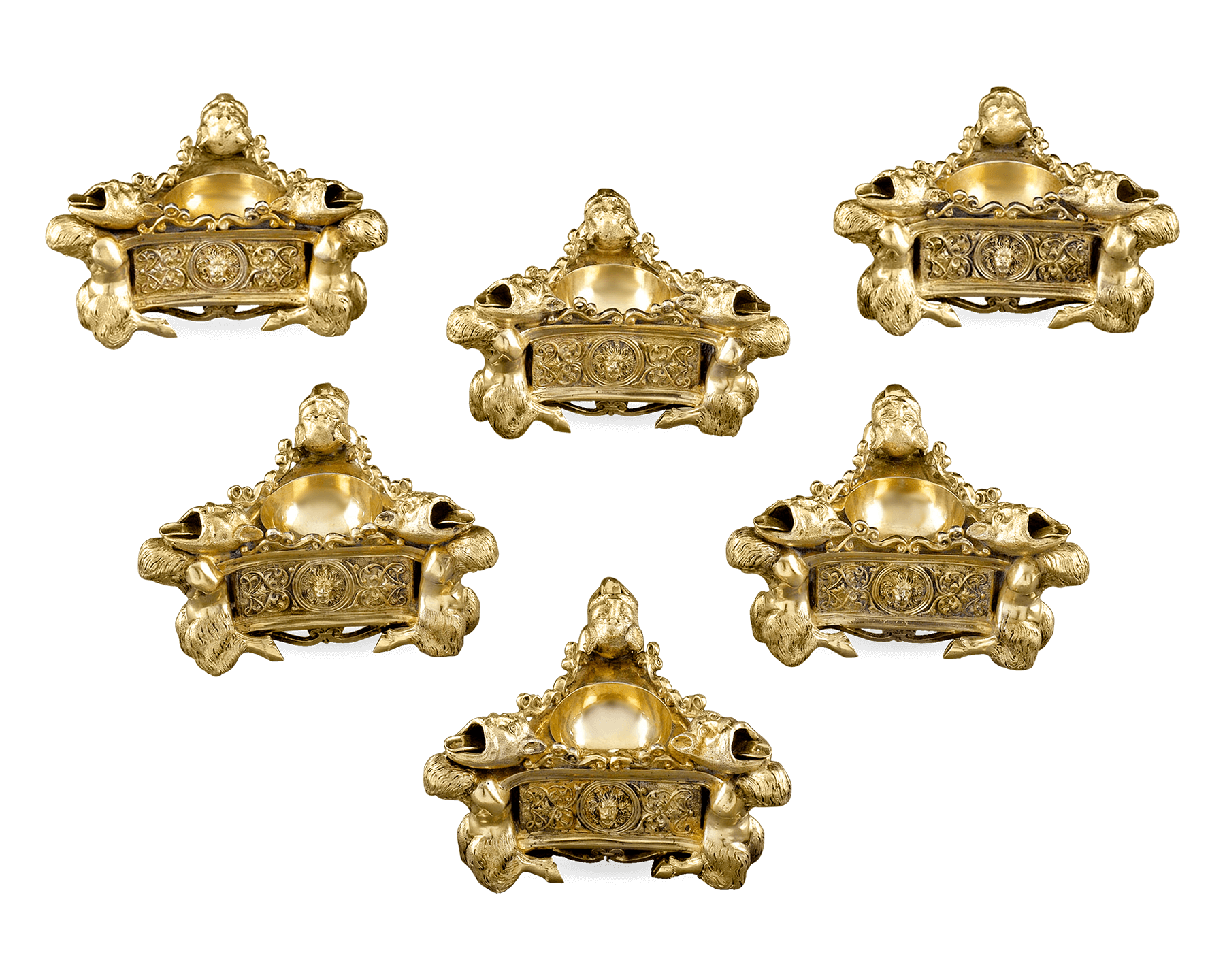 Continental Silver Gilt Salt Cellars