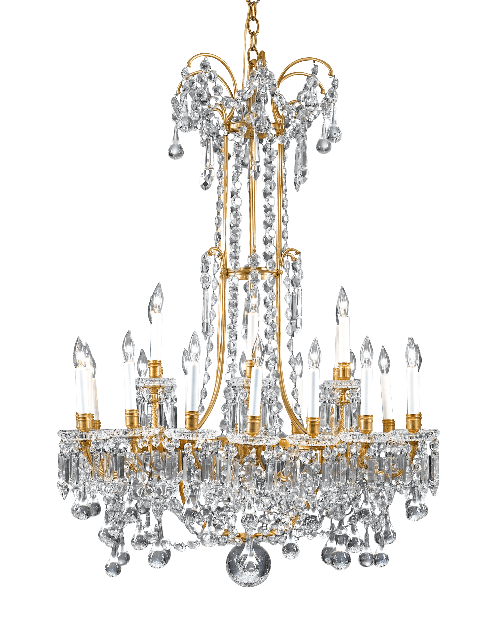 A grand 24-light crystal chandelier by the legendary firm of Baccarat