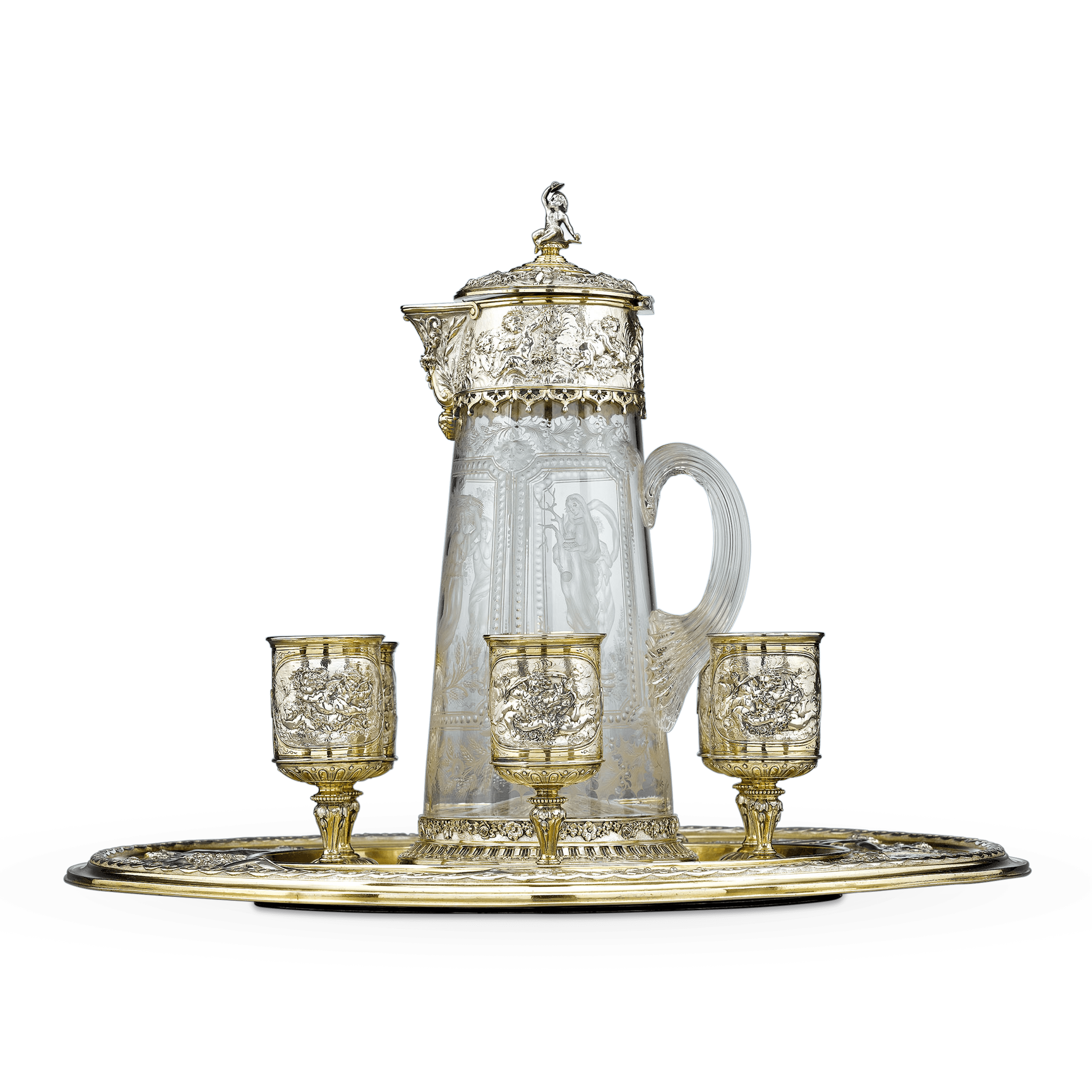 This outstanding eight-piece beverage service was crafted by the preeminent Elkington & Co.