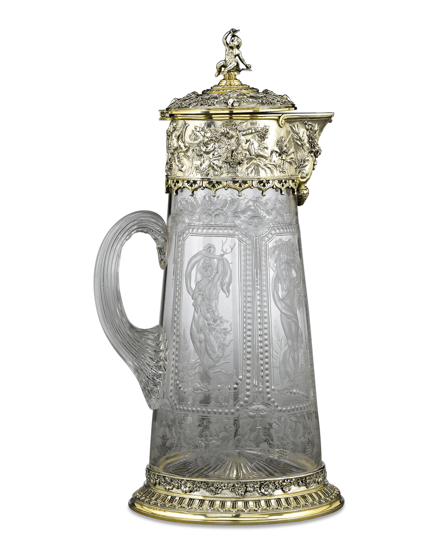 The acid-etched detailing on the pitcher echoes the incredible Baroque motif of the entire service