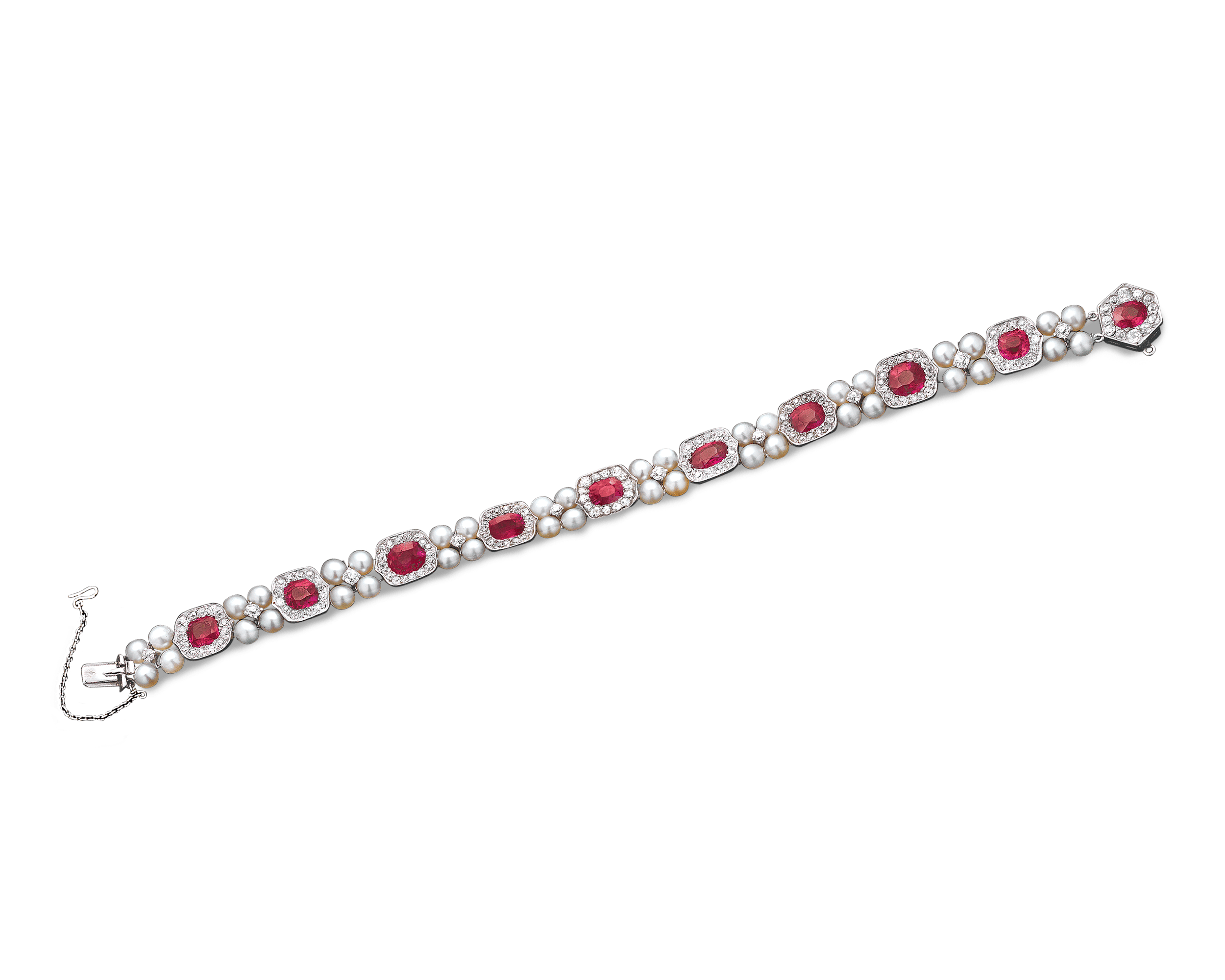 Untreated Ruby and Pearl Bracelet