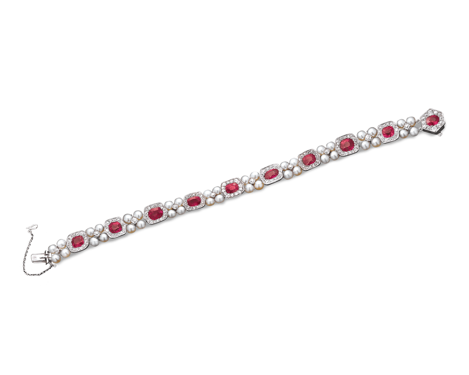 Untreated Ruby and Pearl Bracelet