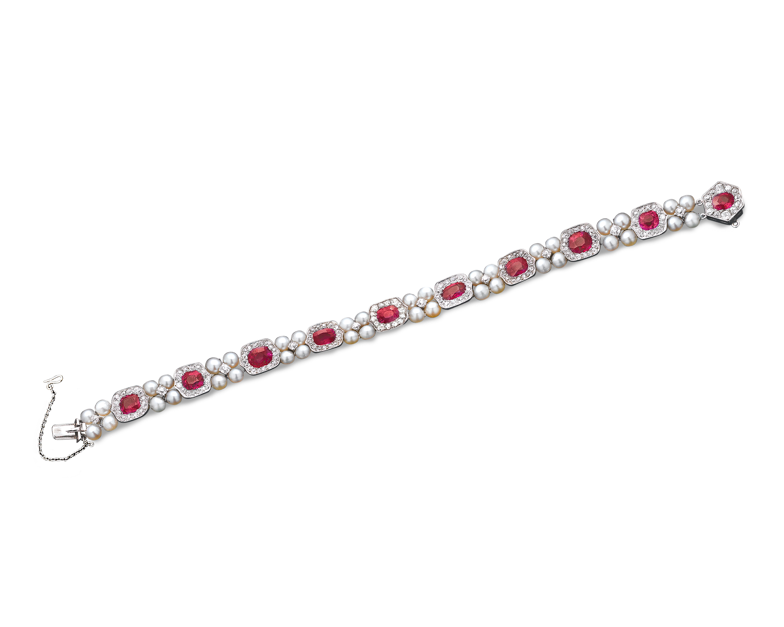 Untreated Ruby and Pearl Bracelet