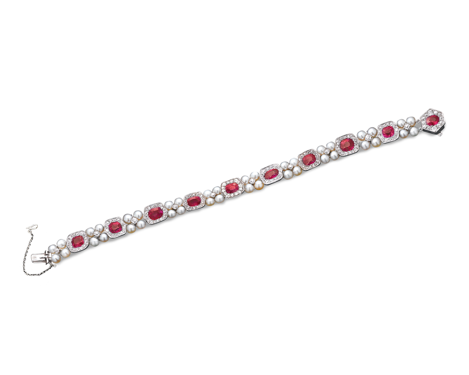 Untreated Ruby and Pearl Bracelet