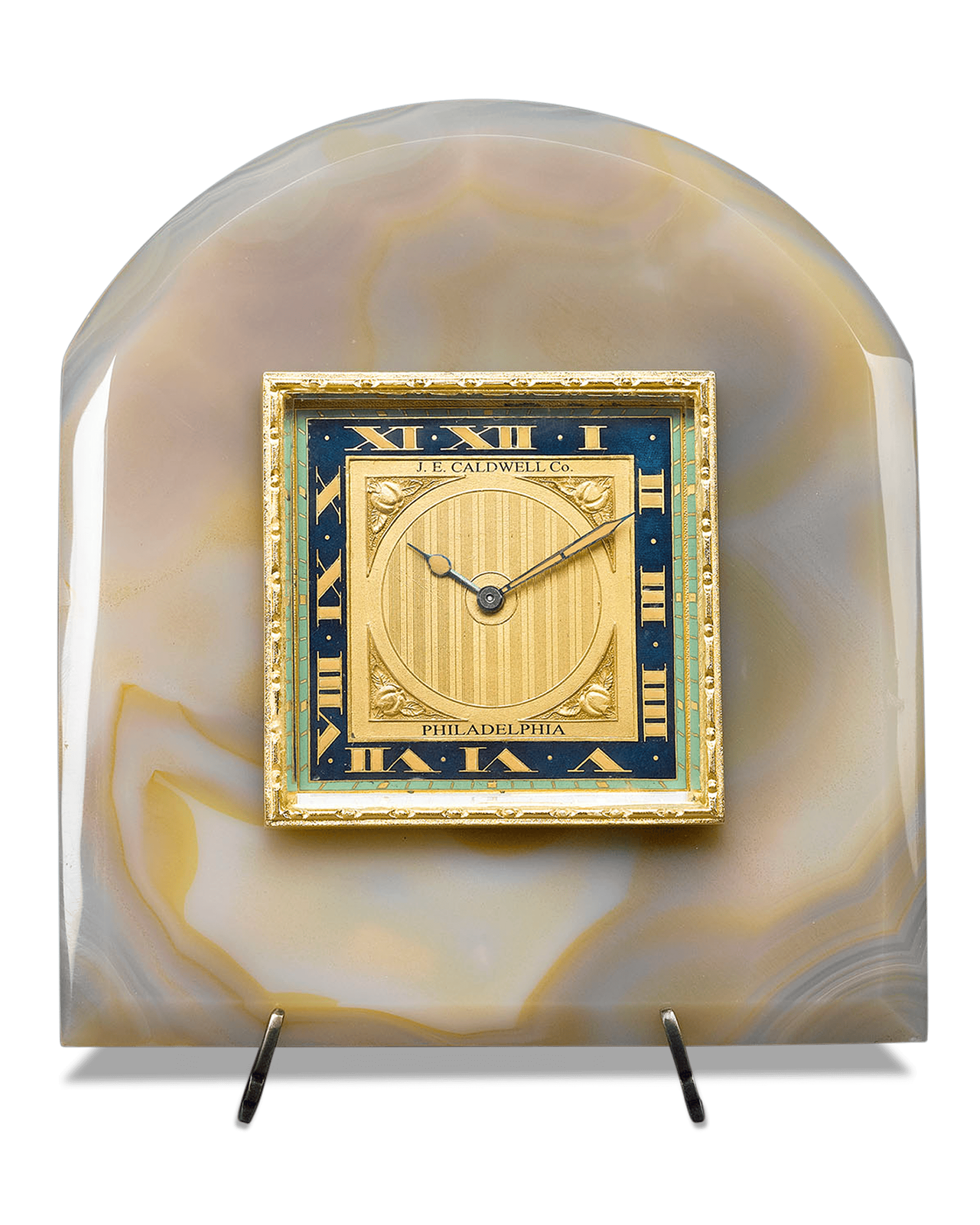 Onyx & Enamel Desk Clock by J.E. Caldwell