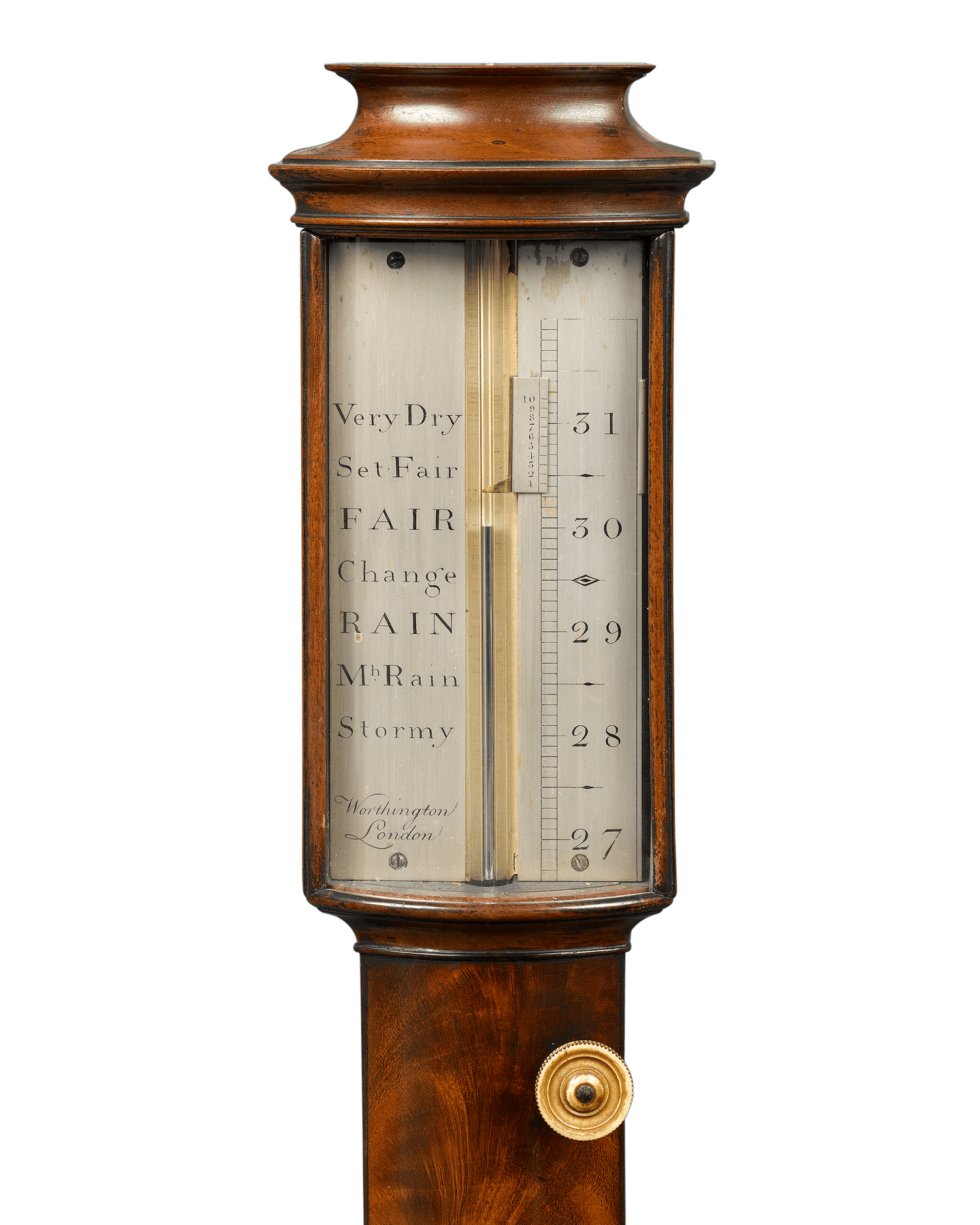 English Stick Barometer by Worthington of London