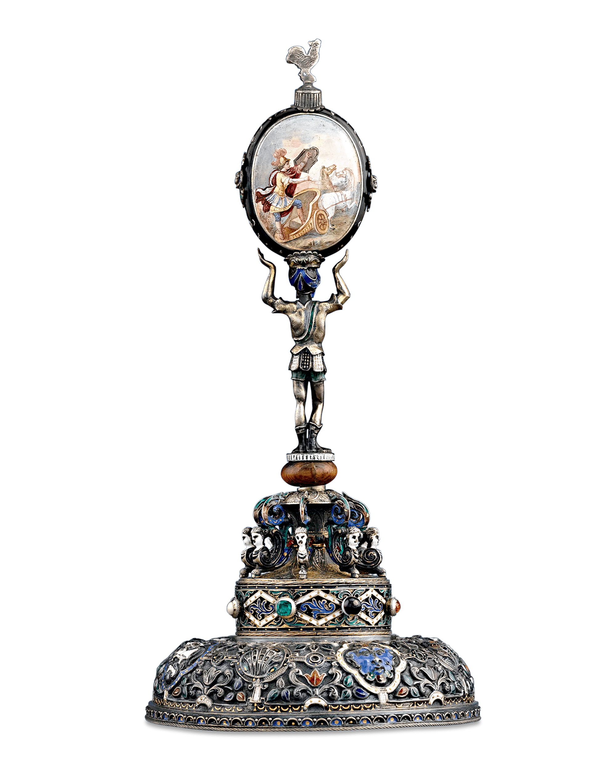 Viennese Enamel Soldier Clock