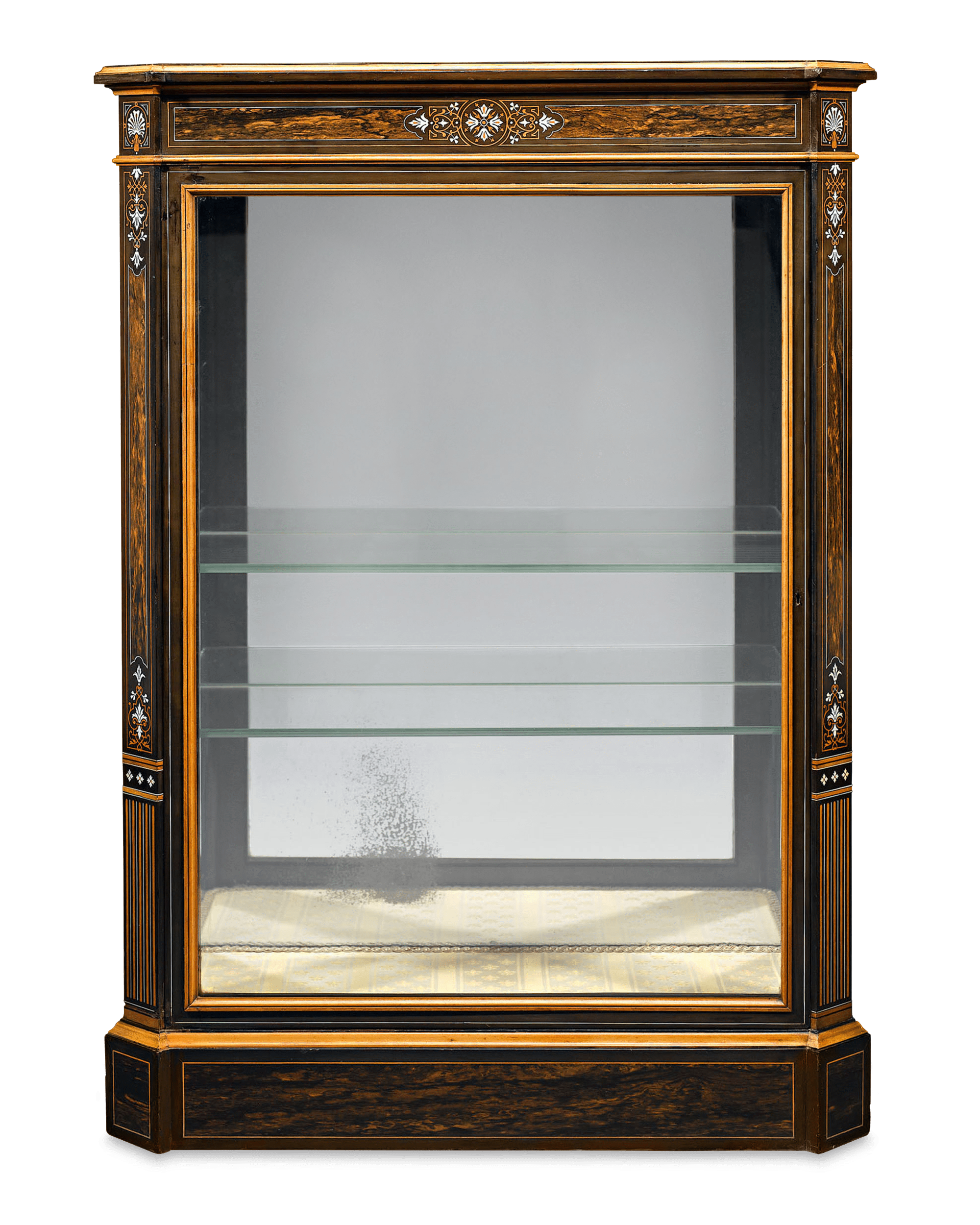 Crafted of luxurious coromandel, this vitrine is a work of art in itself