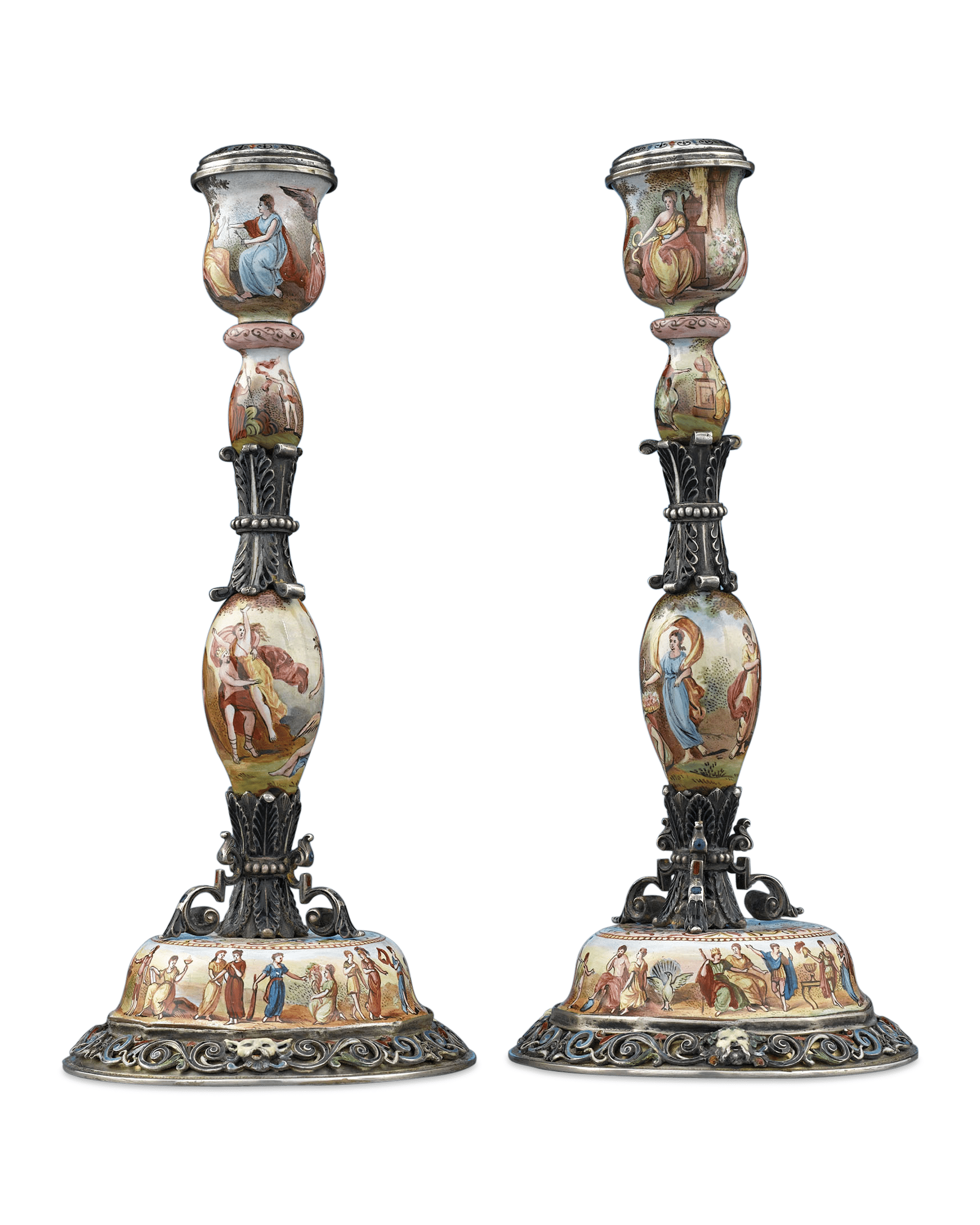 Viennese Enamel Candlesticks