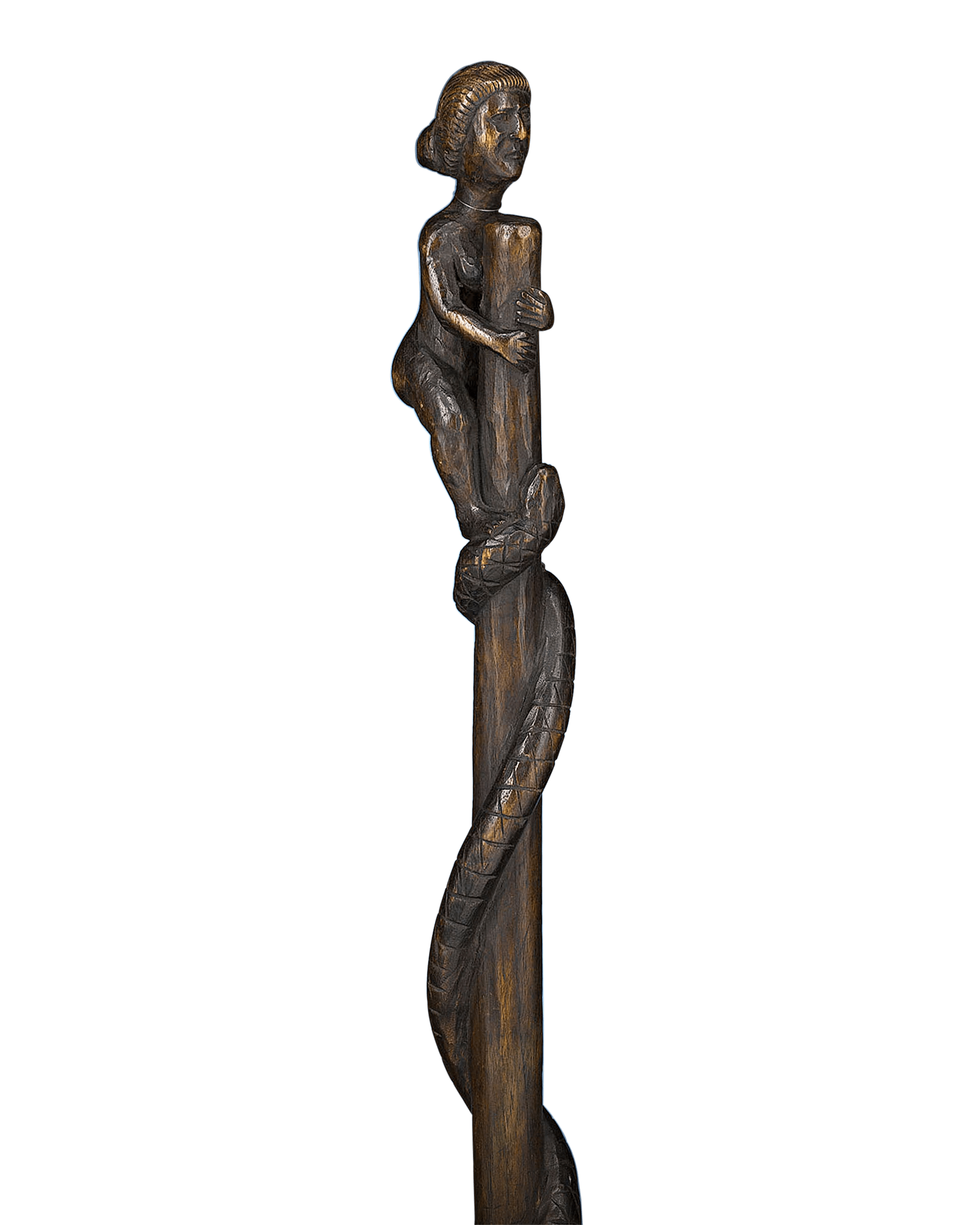 Woman and Snake Folk Art Cane