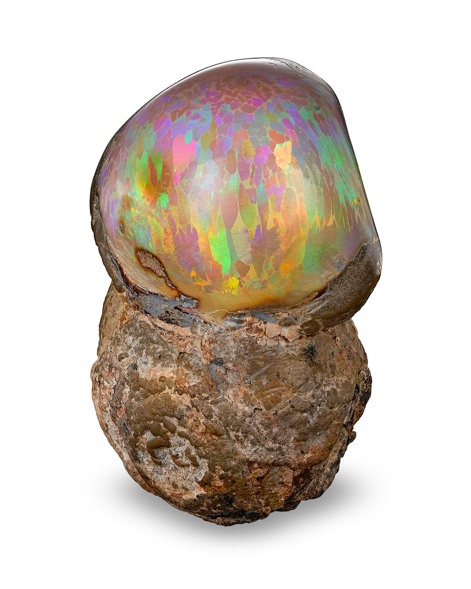 This rare Ethiopian opal specimen displays an extraordinary array of colors