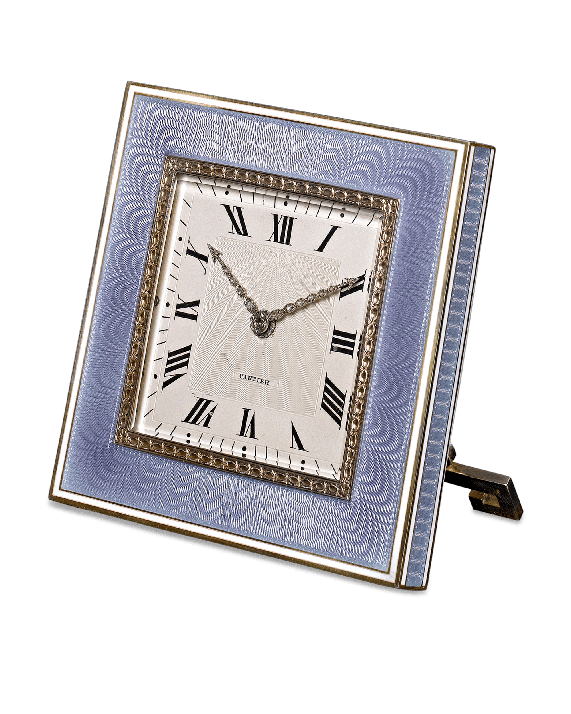 Gold and diamond-studded hands add a luxurious touch to this fabulous timepiece