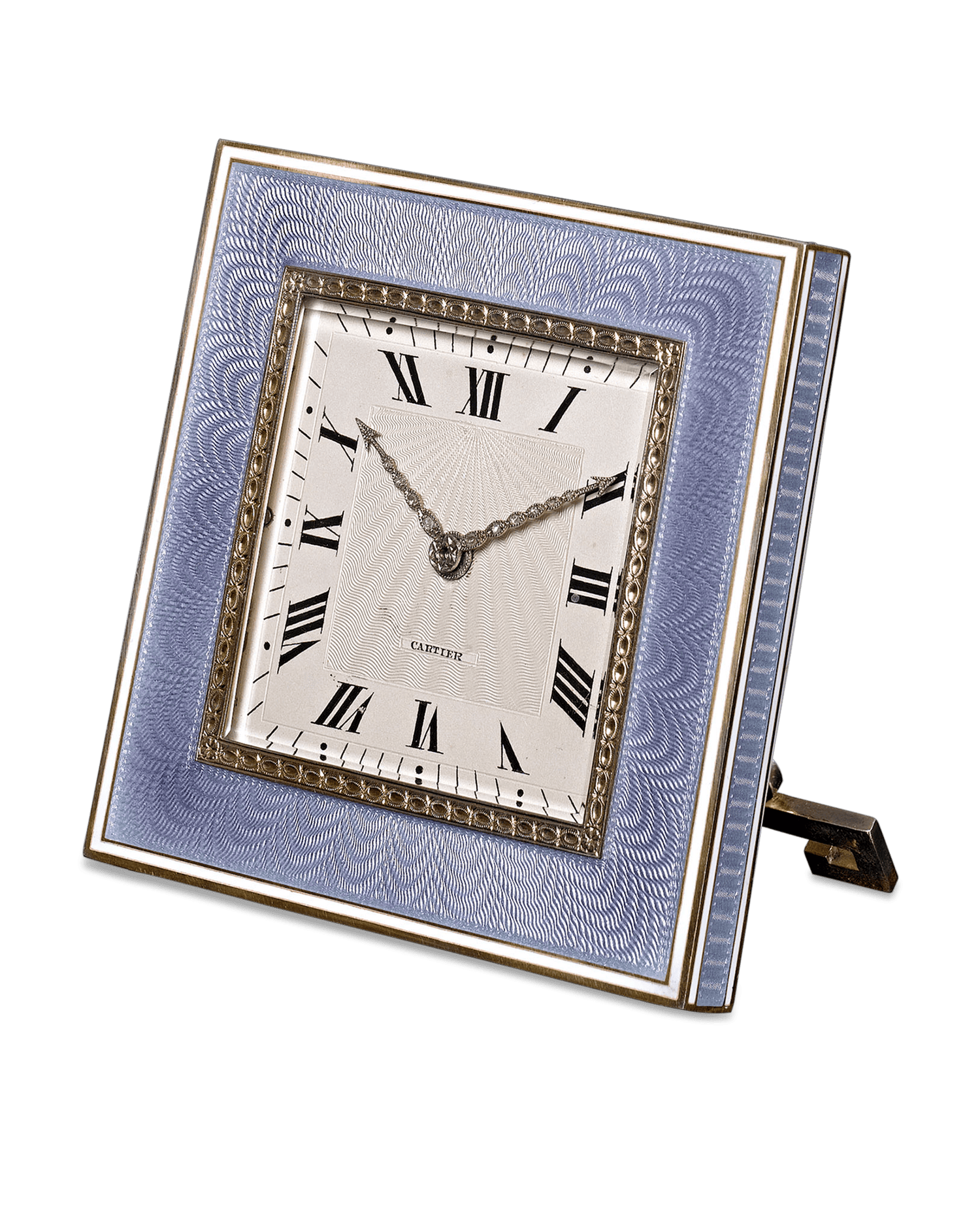 Gold and diamond-studded hands add a luxurious touch to this fabulous timepiece