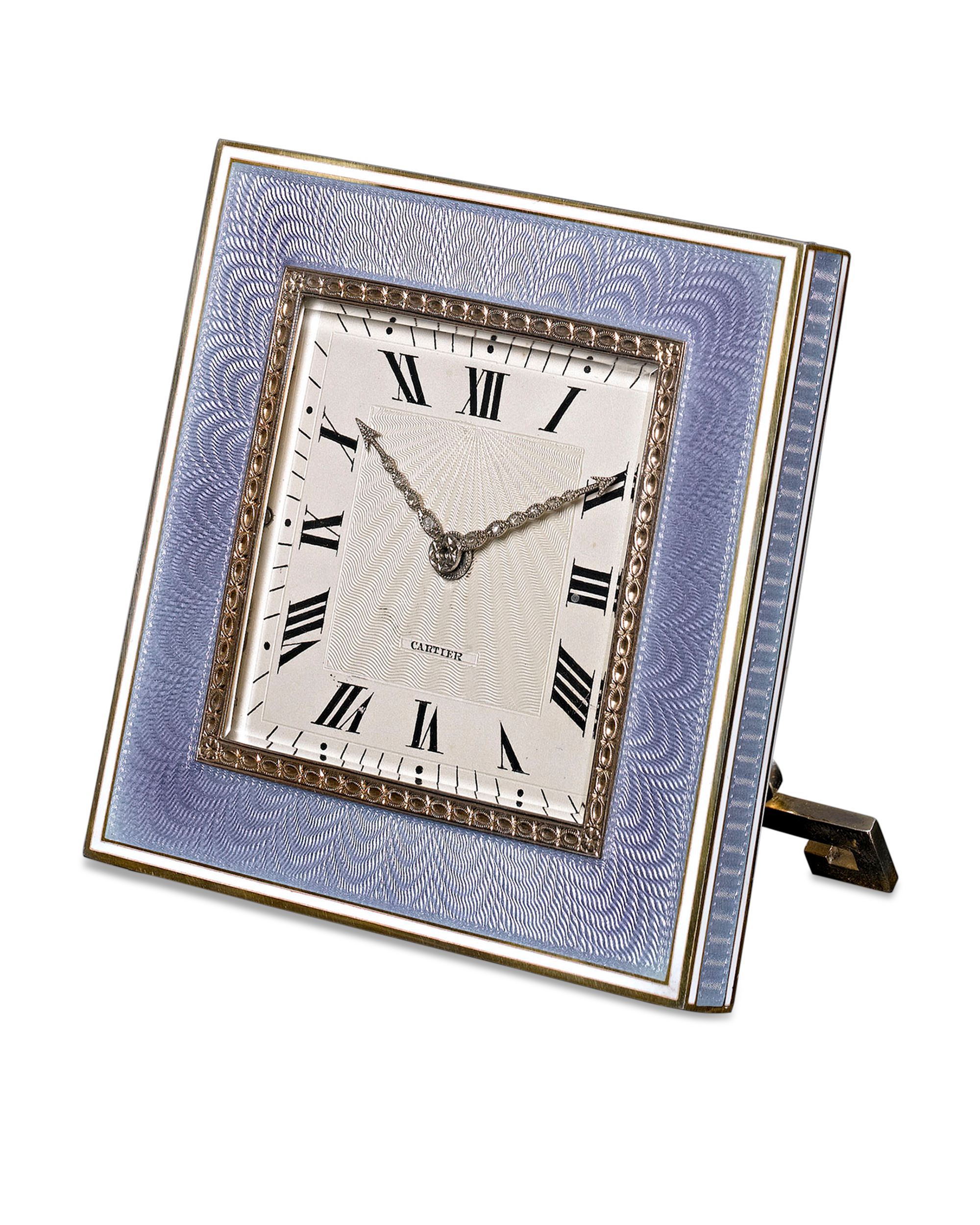 Gold and diamond-studded hands add a luxurious touch to this fabulous timepiece