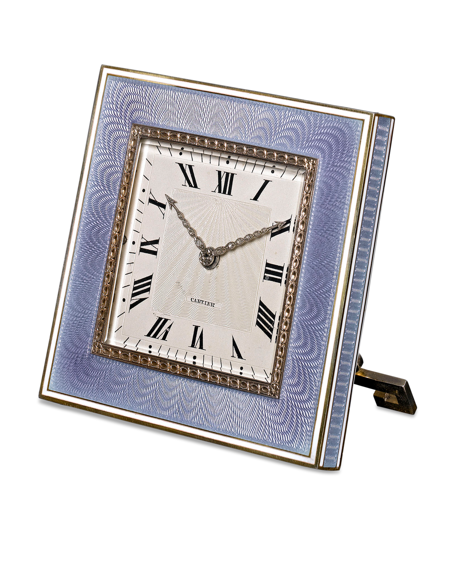 Gold and diamond-studded hands add a luxurious touch to this fabulous timepiece