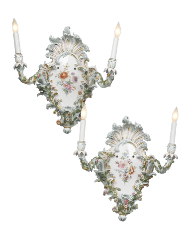 Pair of Meissen Porcelain Sconces