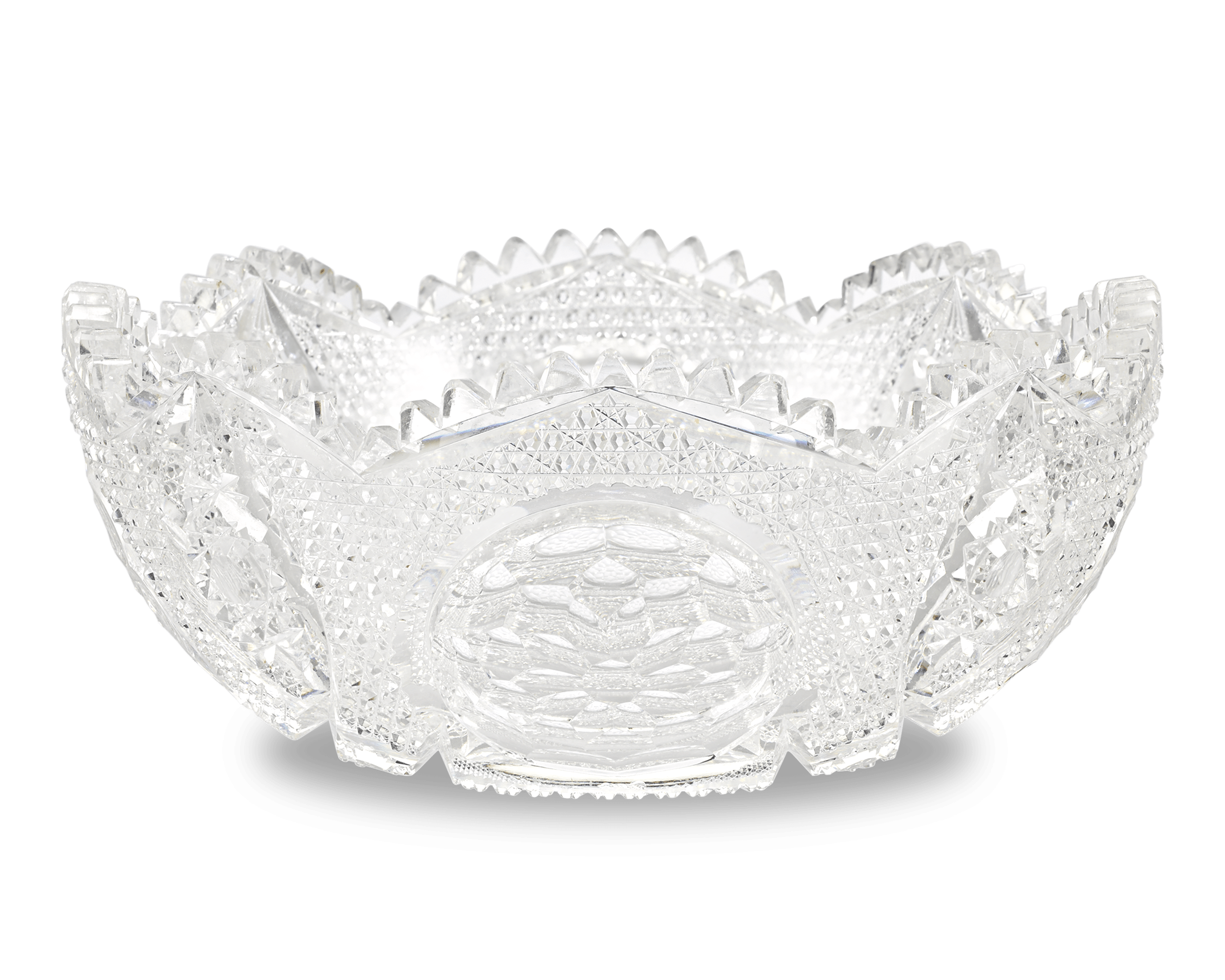 Cut Glass Bowl with Medallion Motif