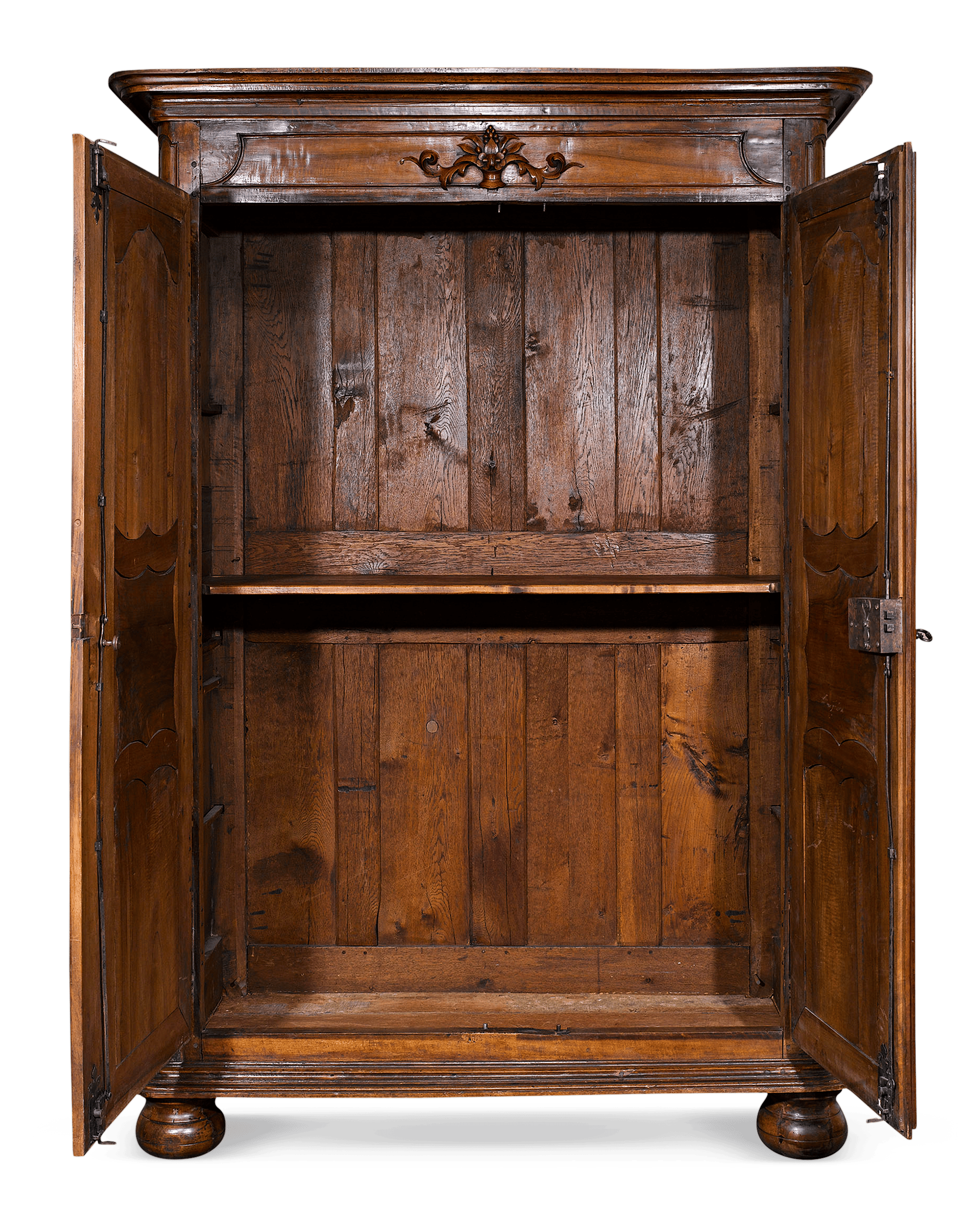 The double doors reveal a spacious interior