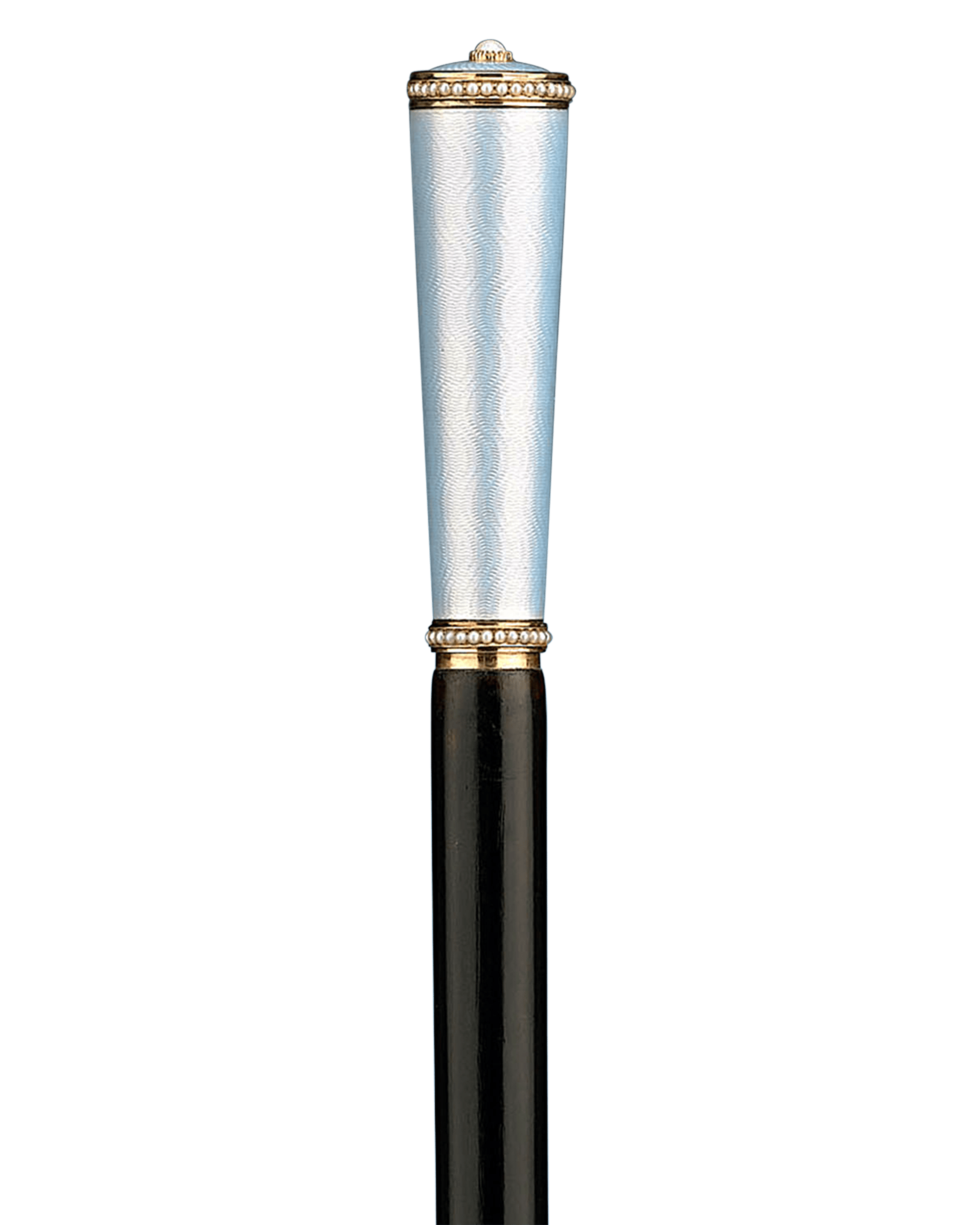 This incredible Fabergé cane boasts incredible gold and enamel work with delicate pearl details