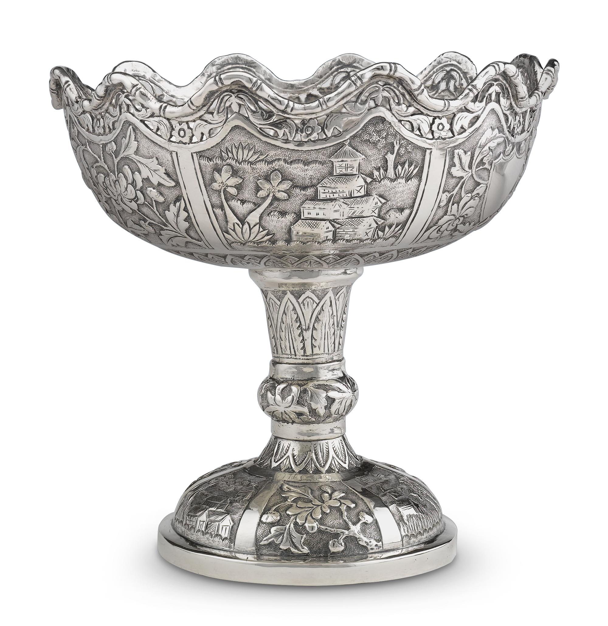 Chinese Export Silver Bowl and Spoon