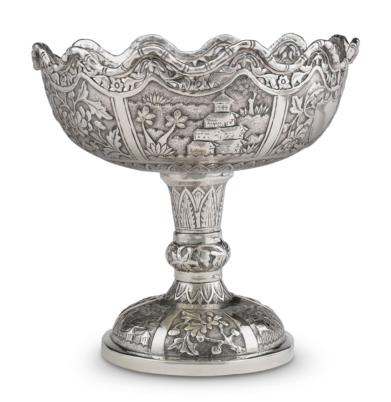 Chinese Export Silver Bowl and Spoon