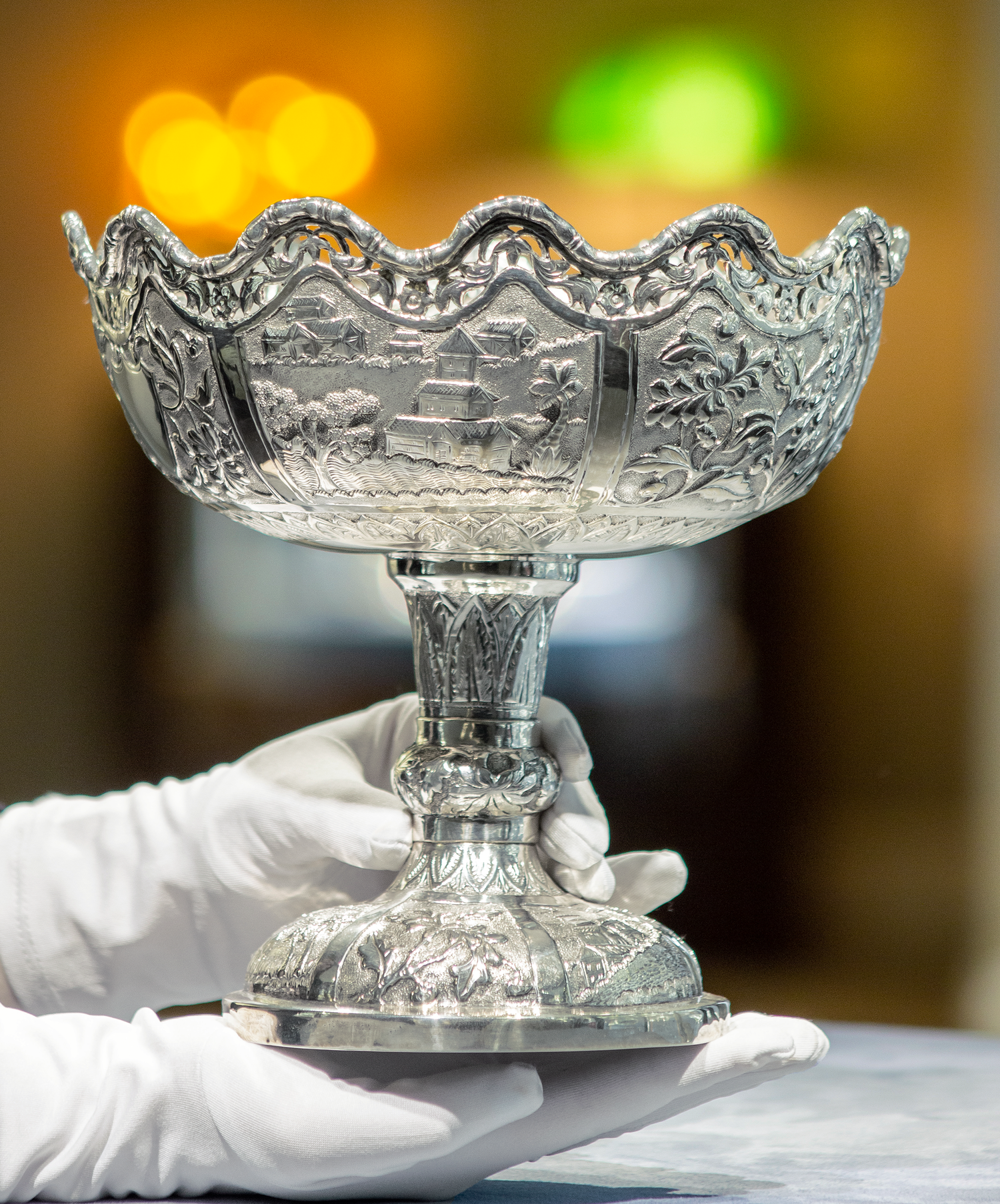 Chinese Export Silver Bowl and Spoon