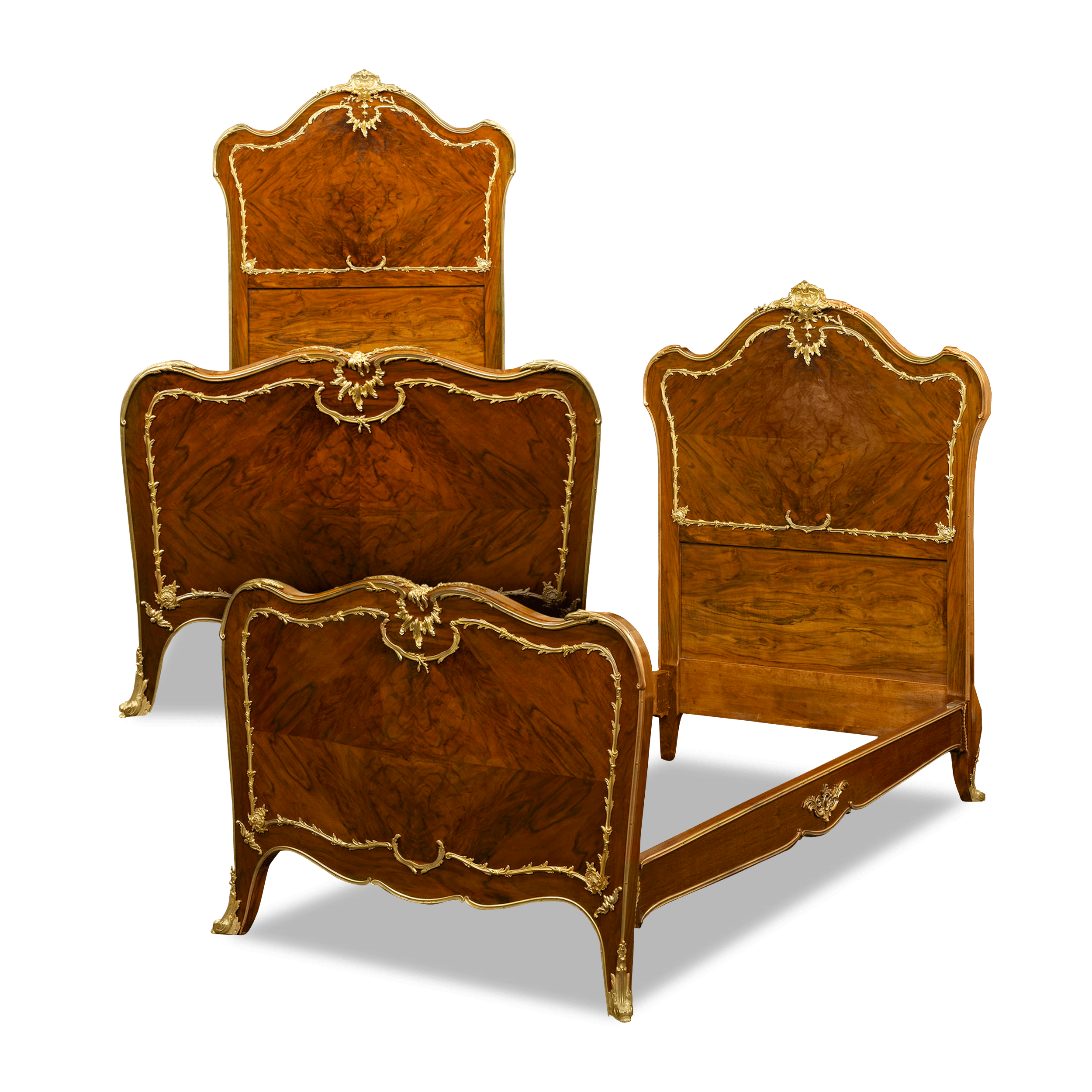 This rare pair of twin beds was created by François Linke