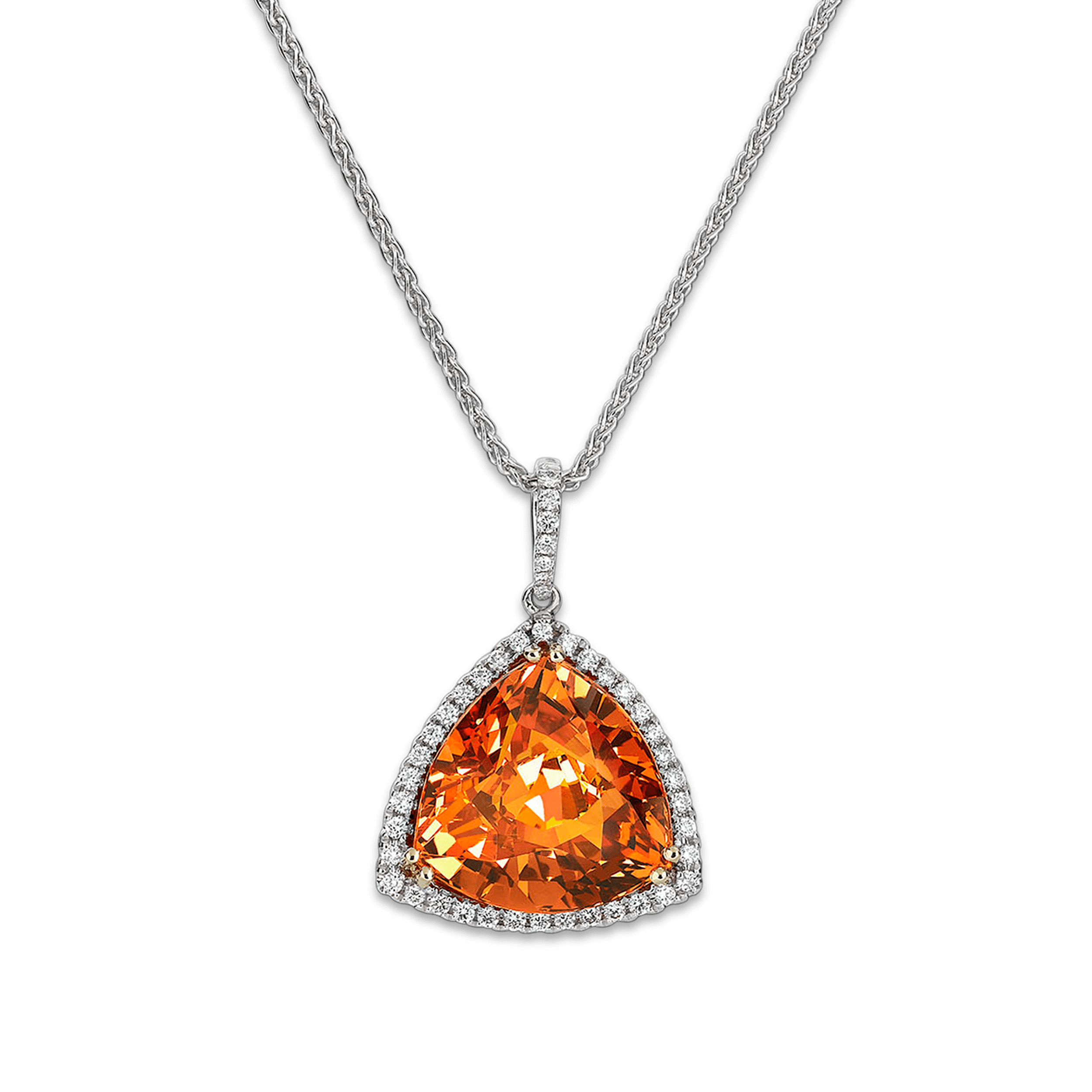 The 15.01-carat Mandarin garnet in this stunning platinum pendant positively glows