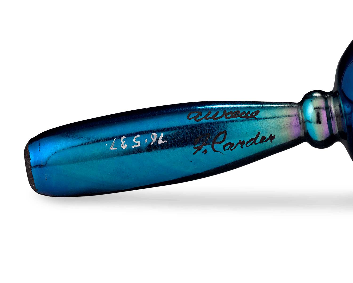 Steuben Blue Aurene Glass Stocking Darner