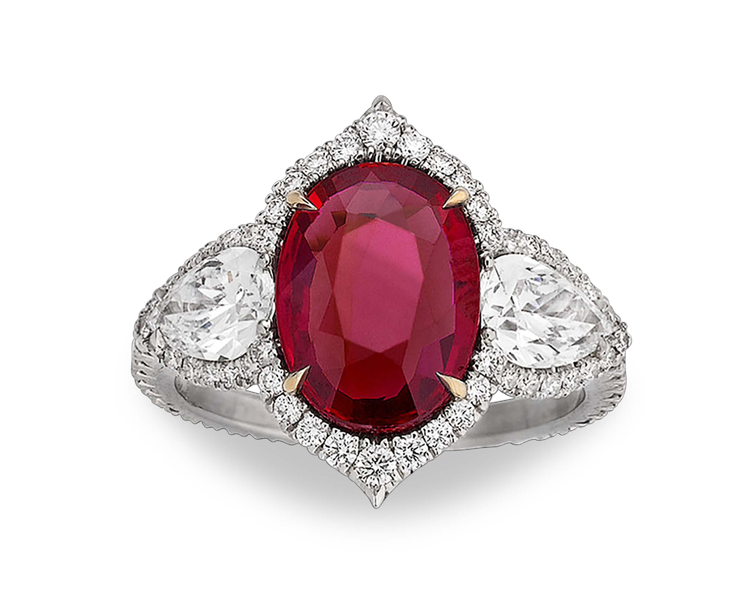 Untreated Ruby and Diamond Ring, 3.02 Carats