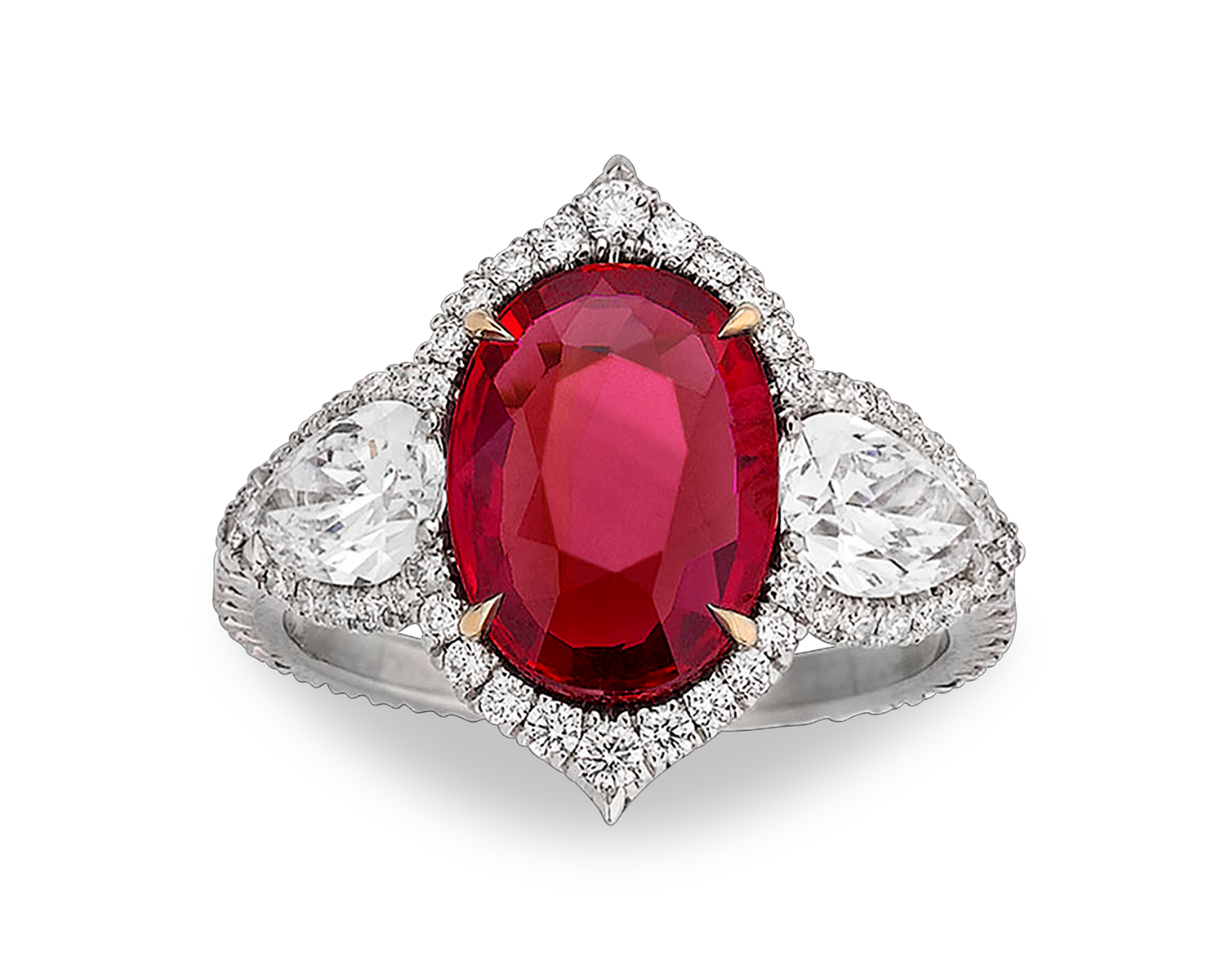 Untreated Ruby and Diamond Ring, 3.02 Carats