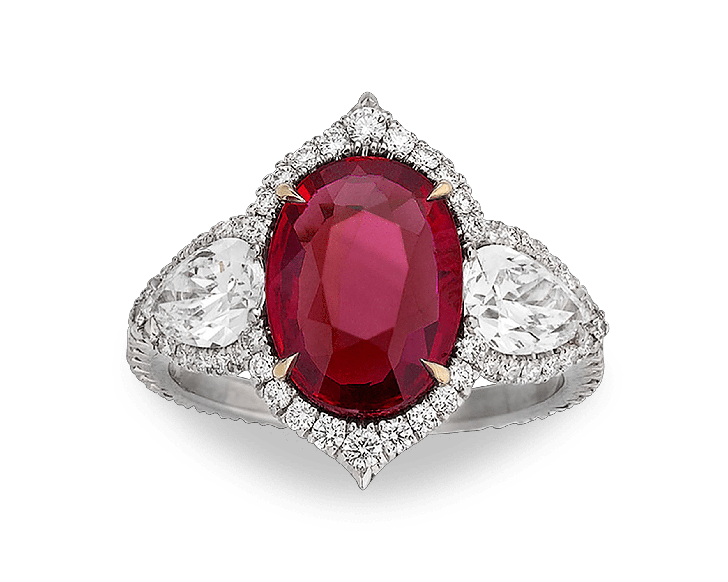 Untreated Ruby and Diamond Ring, 3.02 Carats