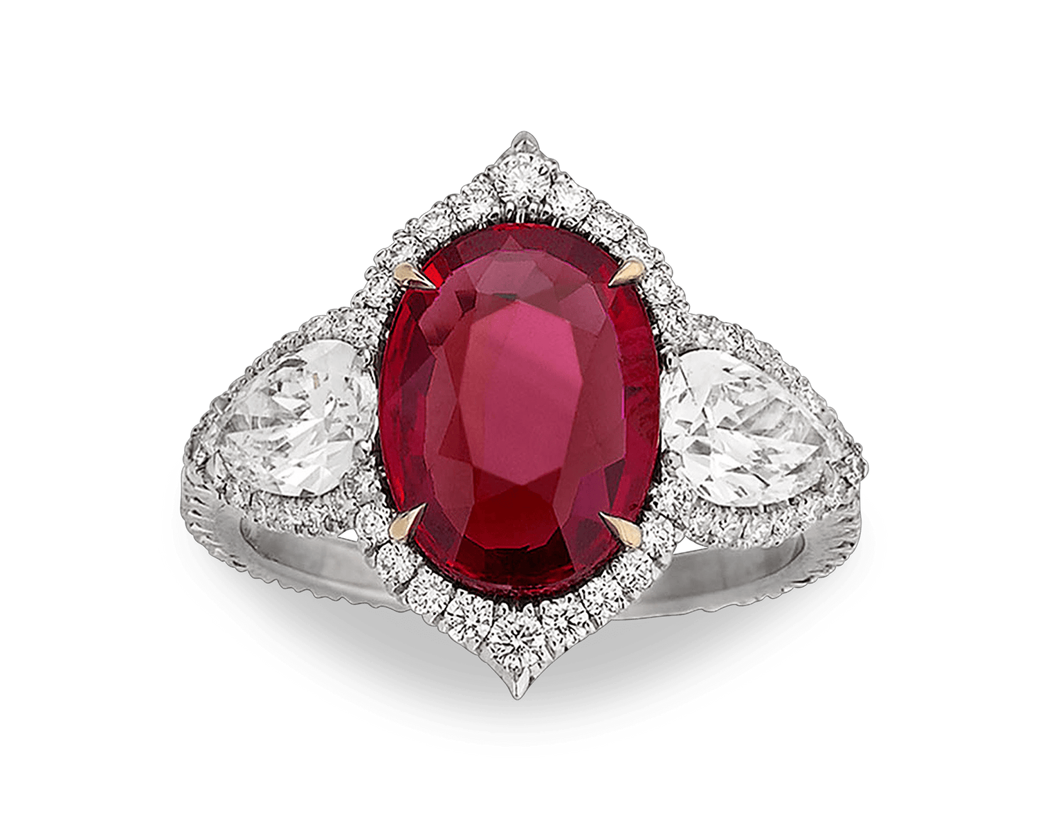 Untreated Ruby and Diamond Ring, 3.02 Carats