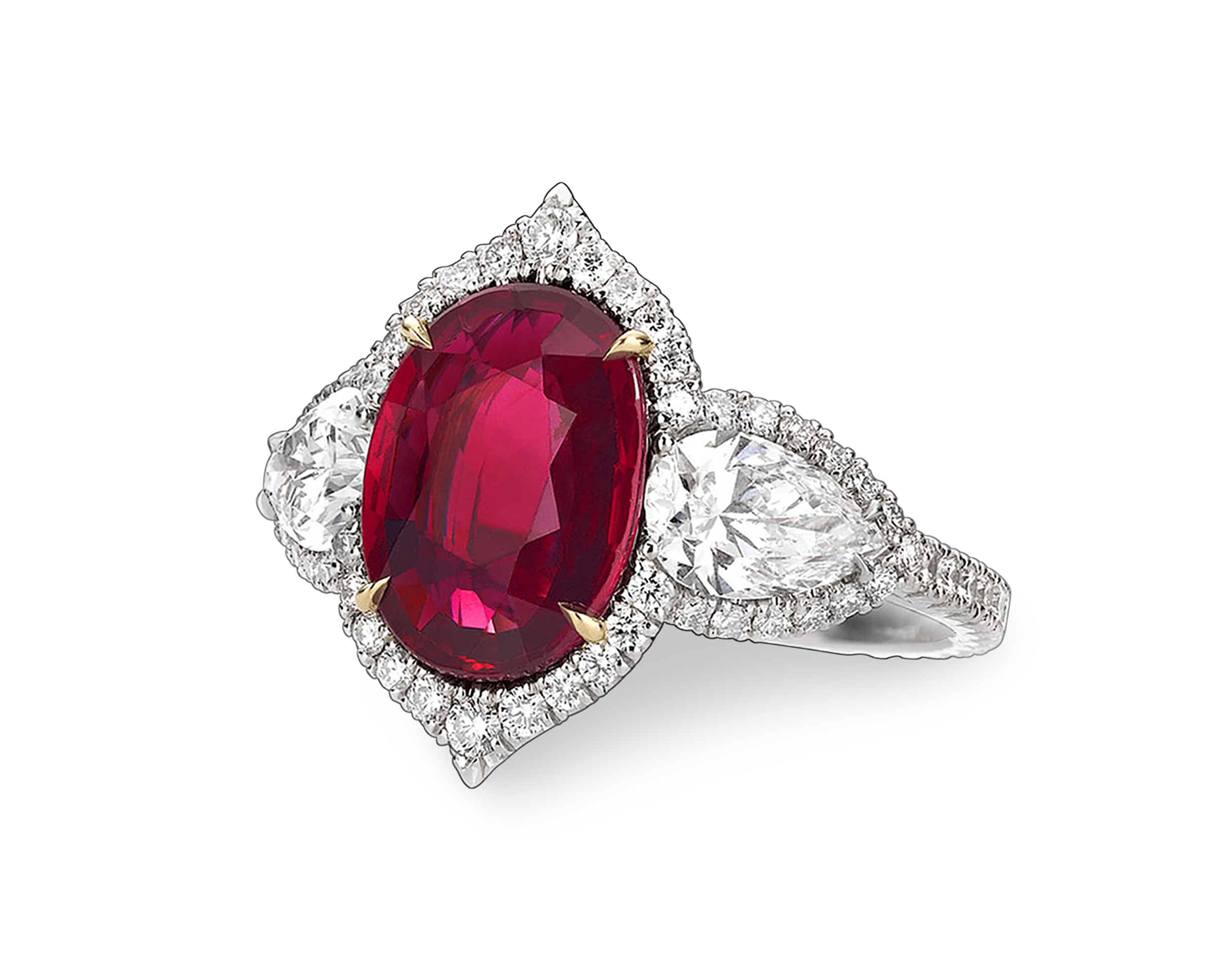 Untreated Ruby and Diamond Ring, 3.02 Carats