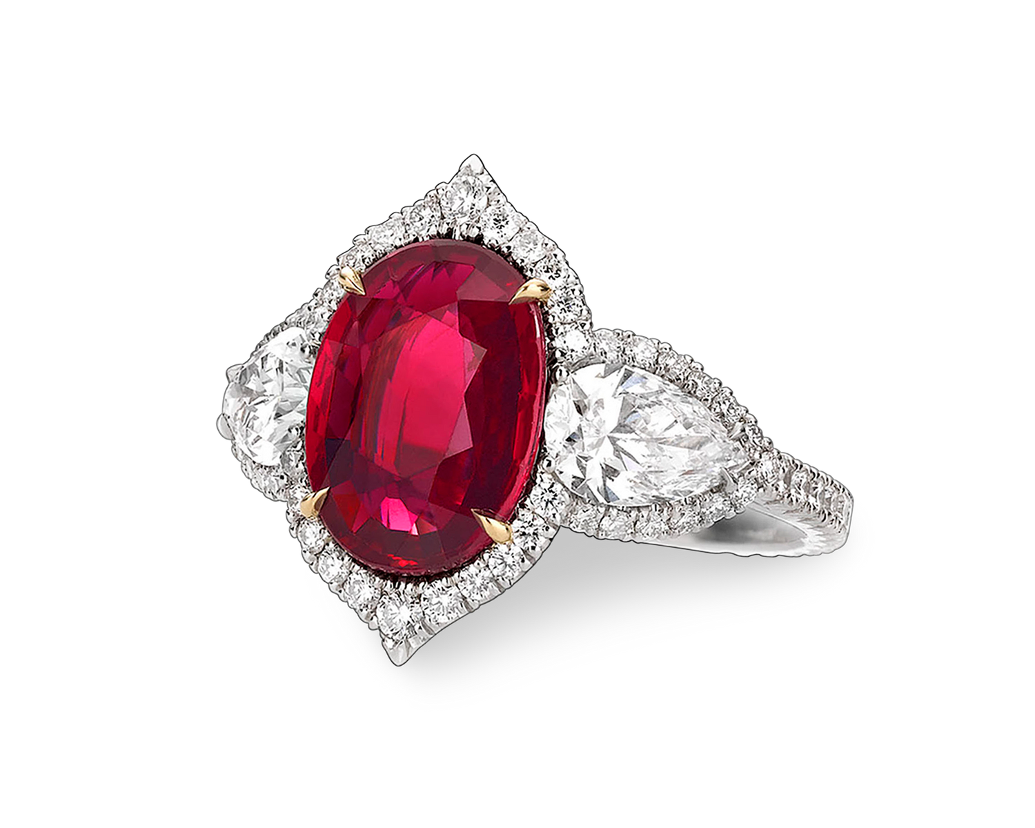 Untreated Ruby and Diamond Ring, 3.02 Carats