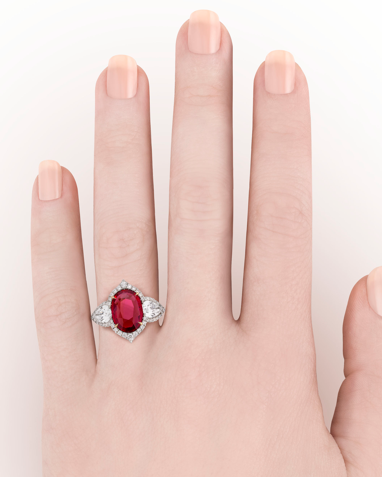 Untreated Ruby and Diamond Ring, 3.02 Carats