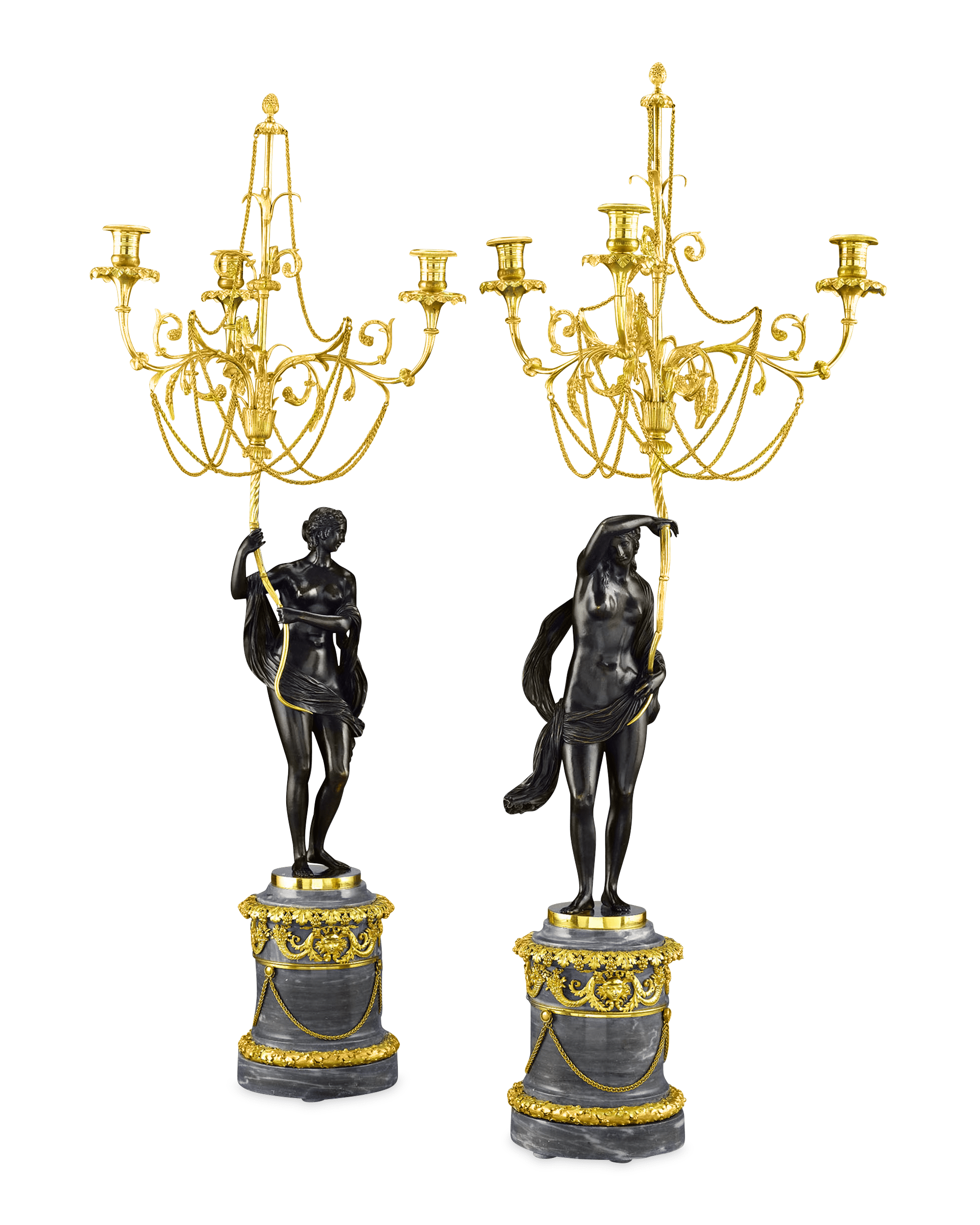Classical nudes support these delicate lights