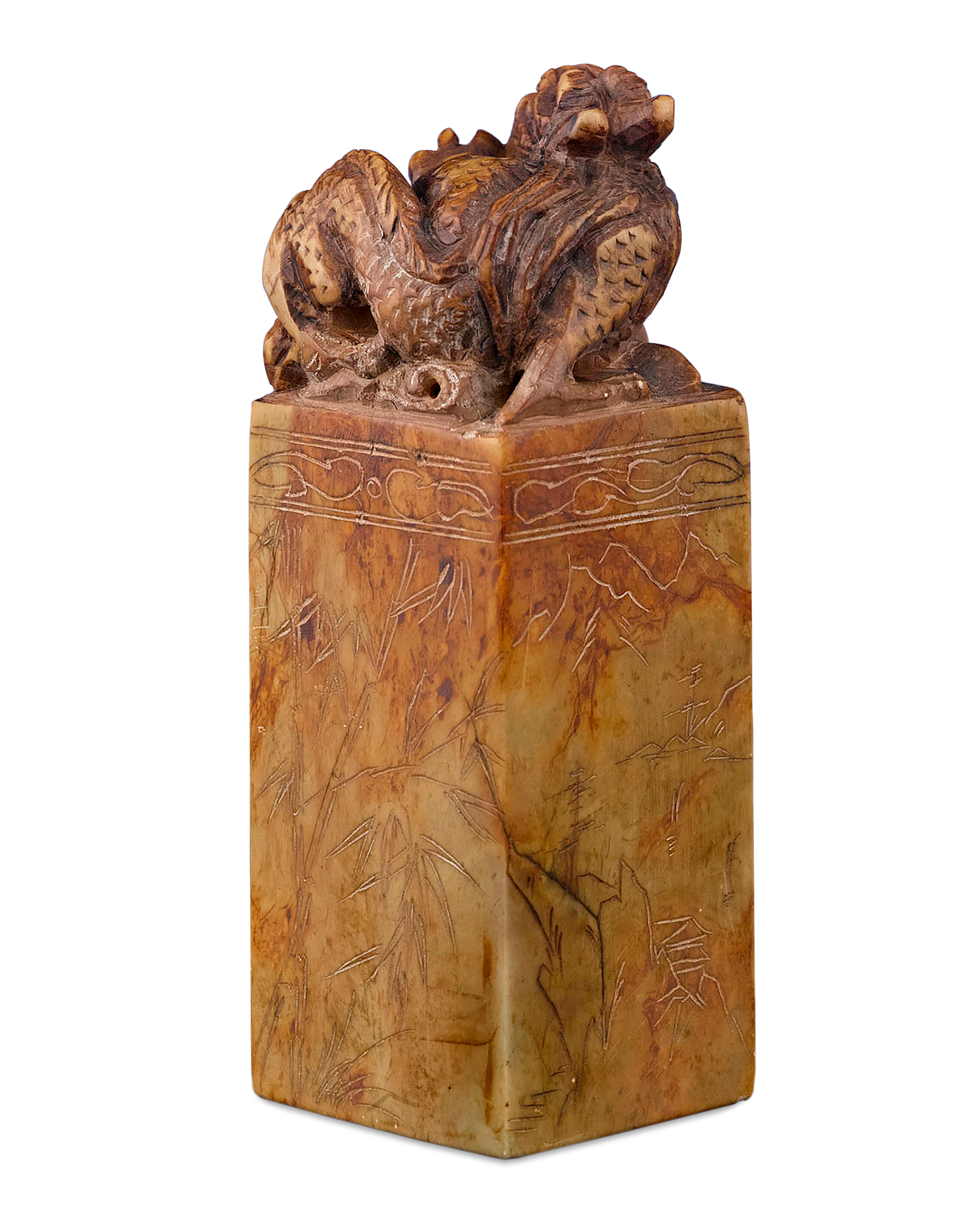 Chinese Stone Carved Foo Dog Seal