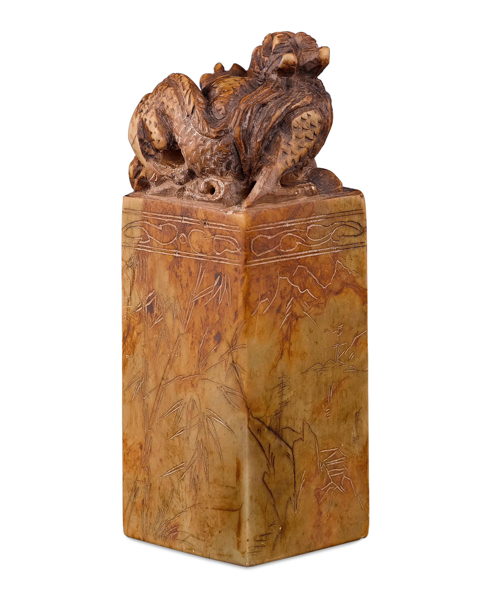 Chinese Stone Carved Foo Dog Seal