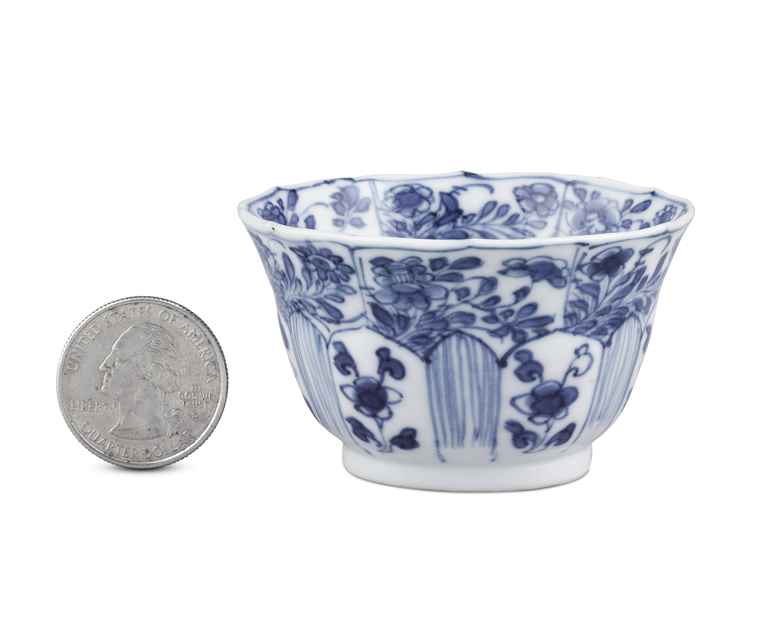 Chinese Blue & White Floral Teacup