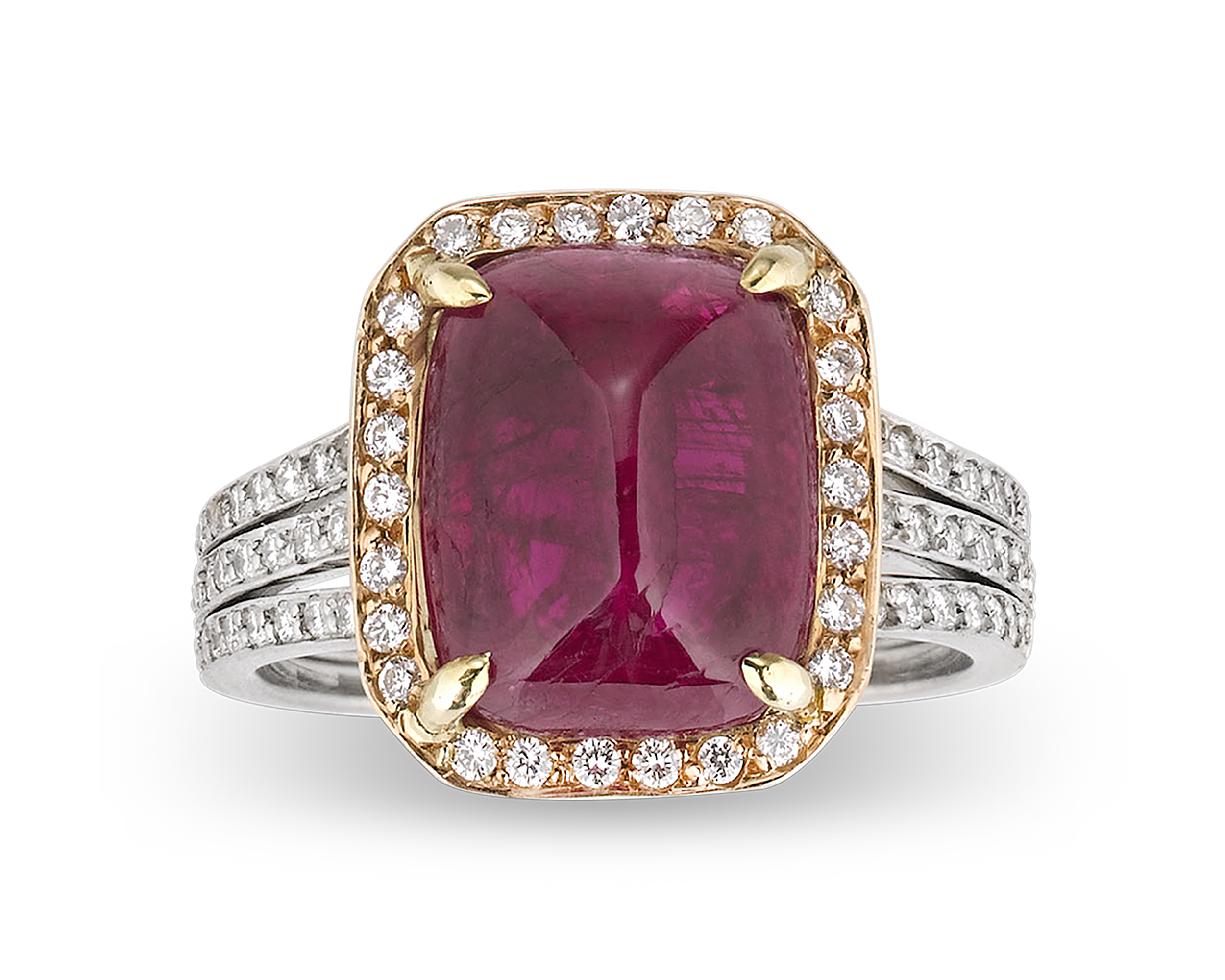 Untreated Burma Cabochon Ruby Ring, 6.31 Carats