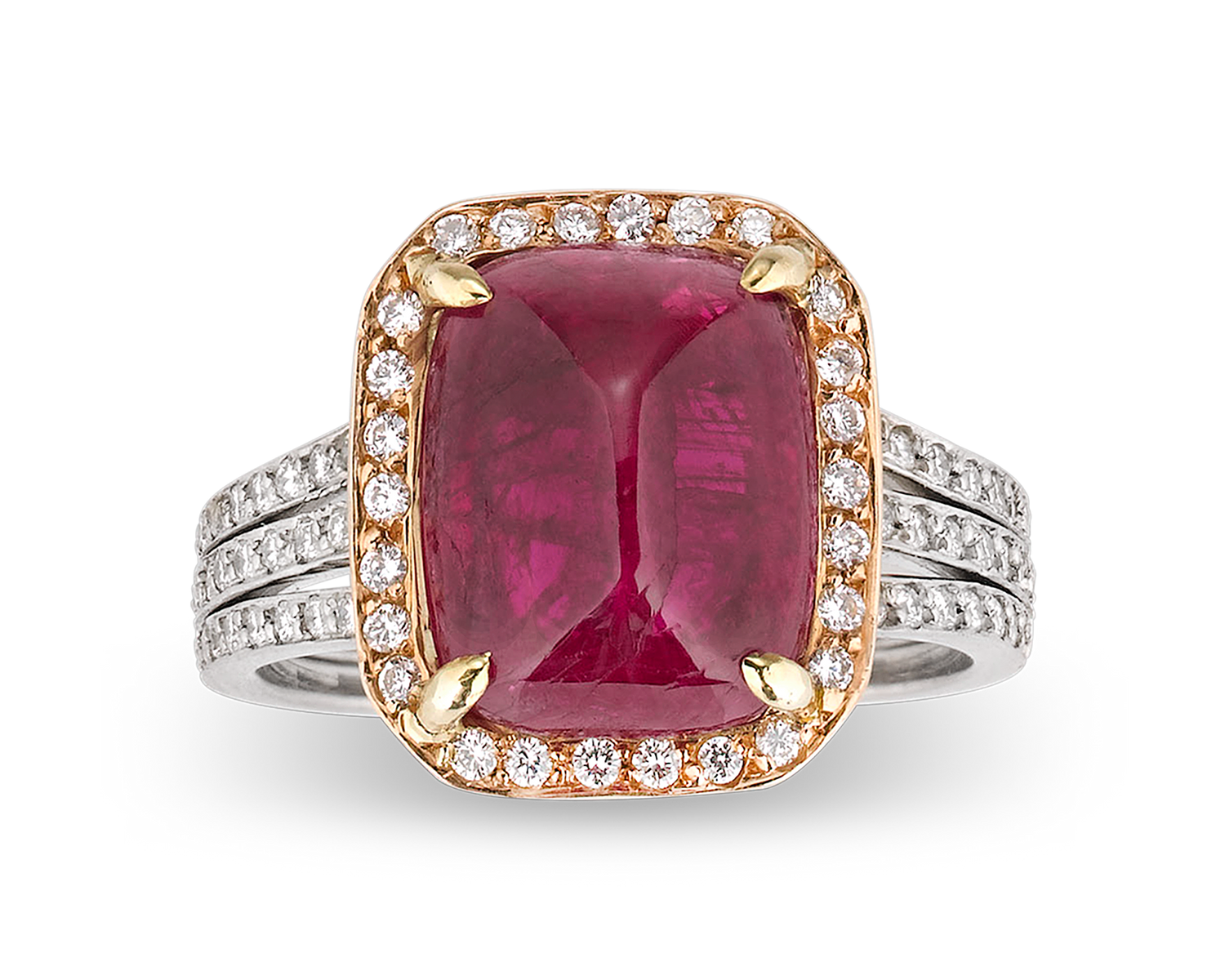 Untreated Burma Cabochon Ruby Ring, 6.31 Carats