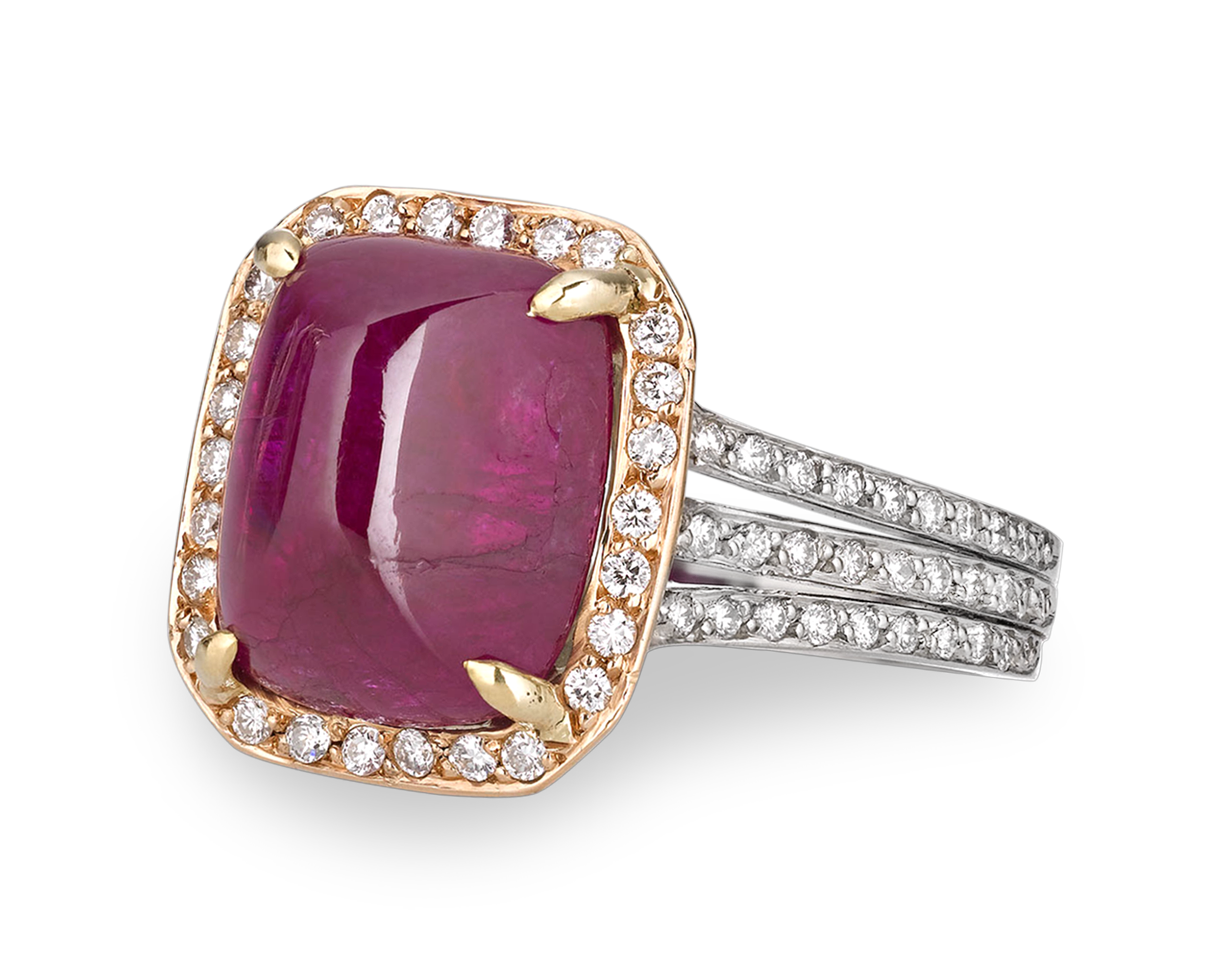 Untreated Burma Cabochon Ruby Ring, 6.31 Carats