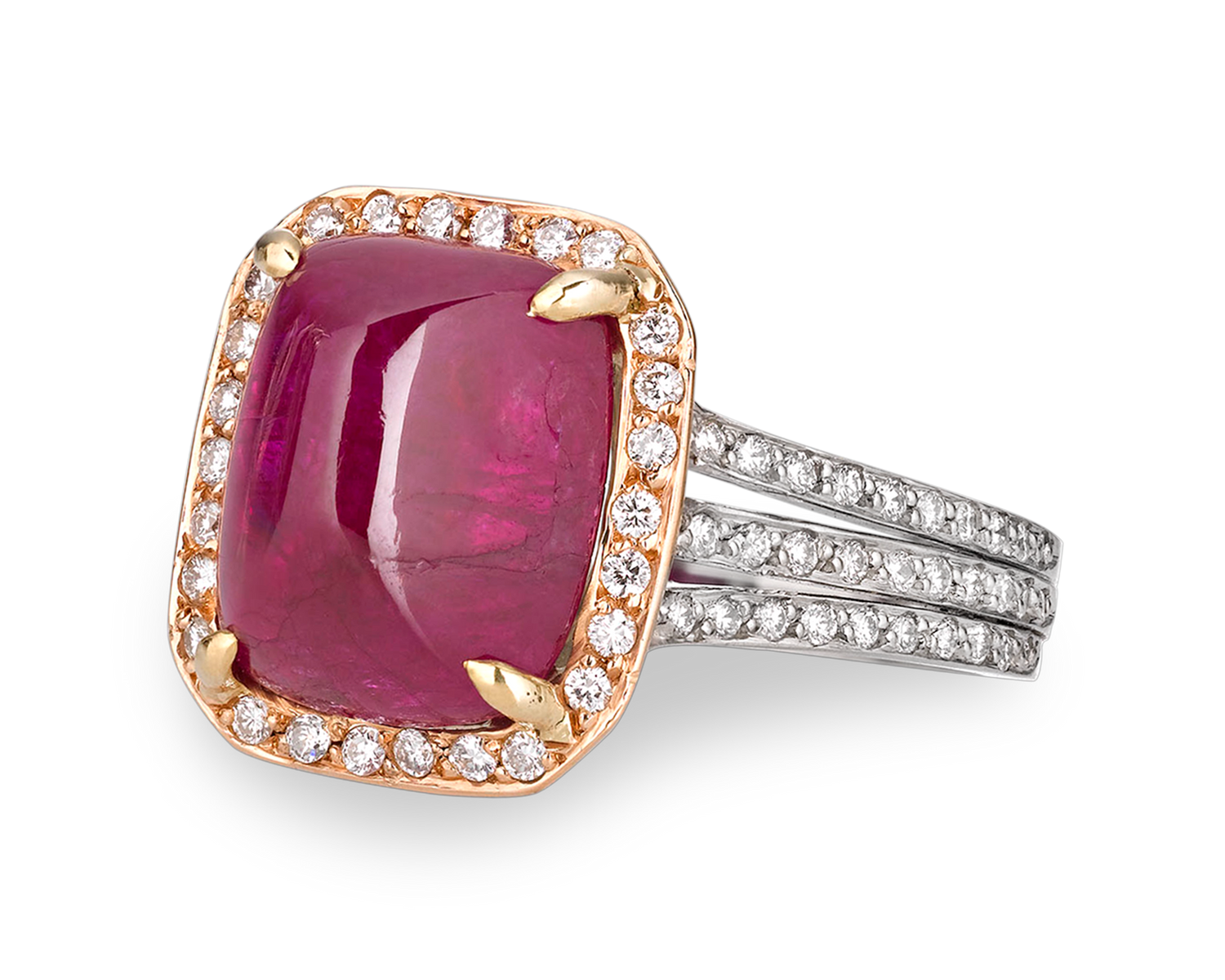 Untreated Burma Cabochon Ruby Ring, 6.31 Carats