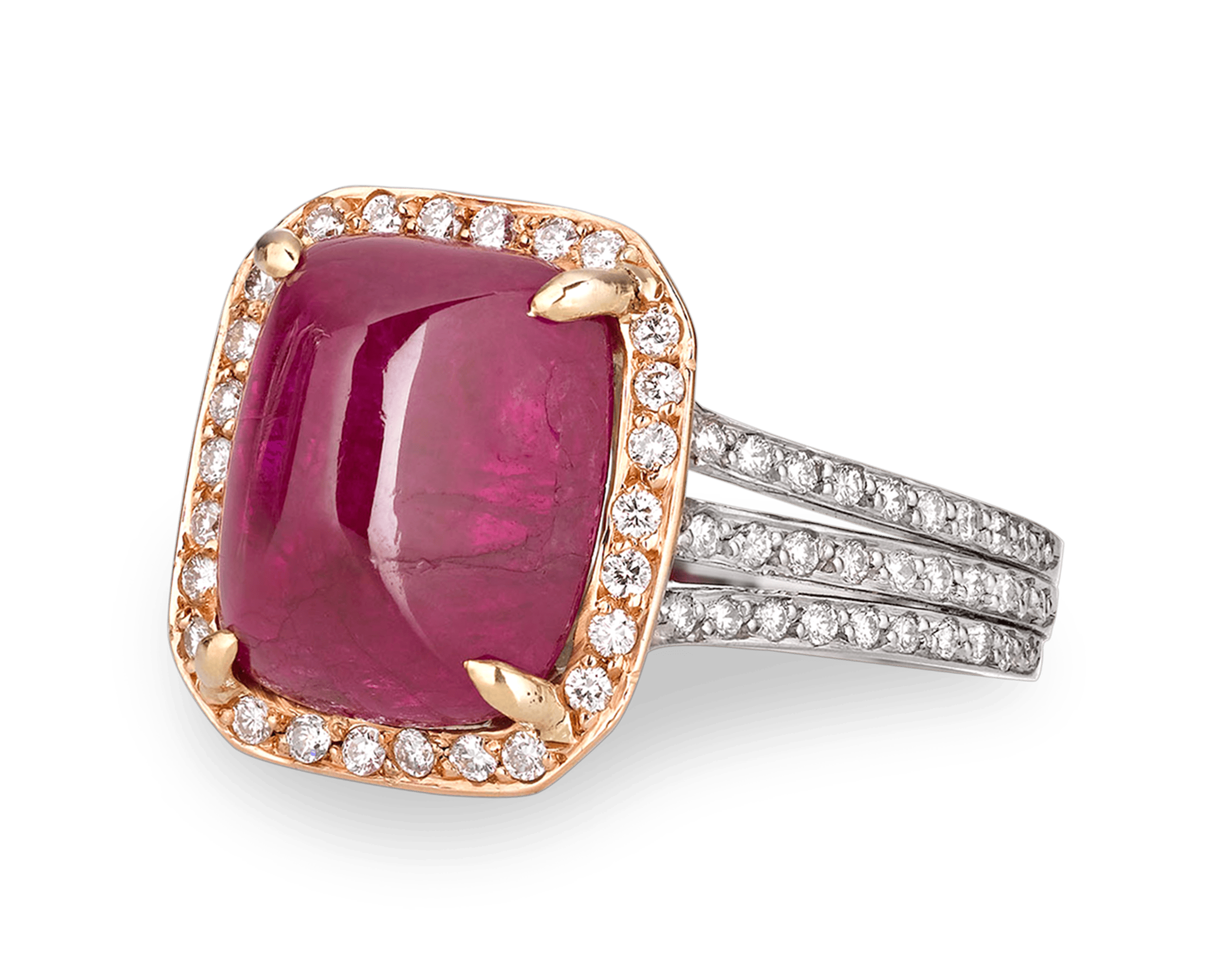 Untreated Burma Cabochon Ruby Ring, 6.31 Carats