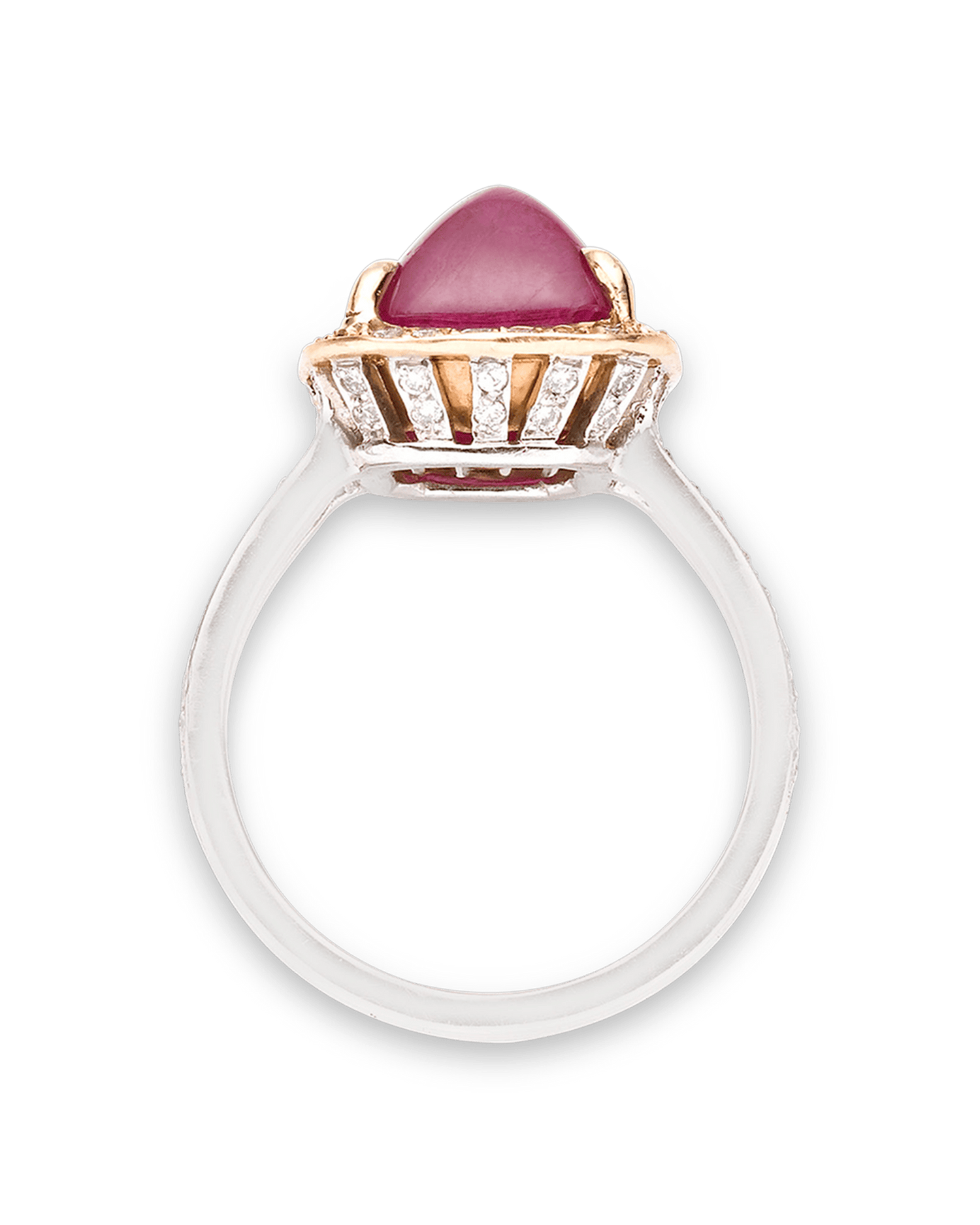 Untreated Burma Cabochon Ruby Ring, 6.31 Carats